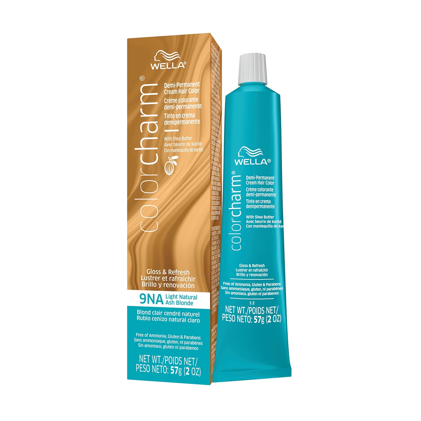 White Smoke WELLA colorcharm Demi Permanent Hair Color, Adds Gloss & Color Richness, Gray Coverage, 9NA Light Natural Ash Blonde + 10 Vol. Developer