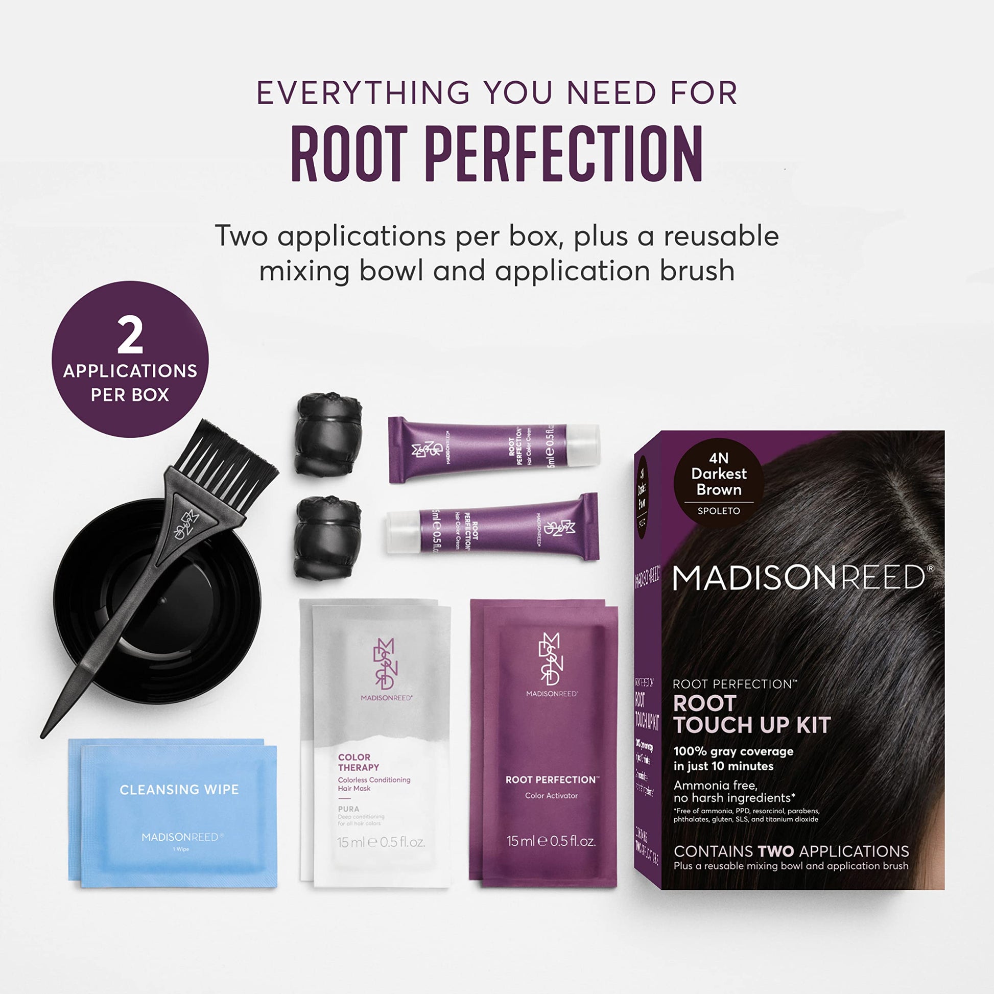 White Smoke Madison Reed Root Perfection Root Touch Up Kit – 4N Spoleto Darkest Brown, 100% Gray Coverage in 10 Min, Ammonia-Free, 2 Applications