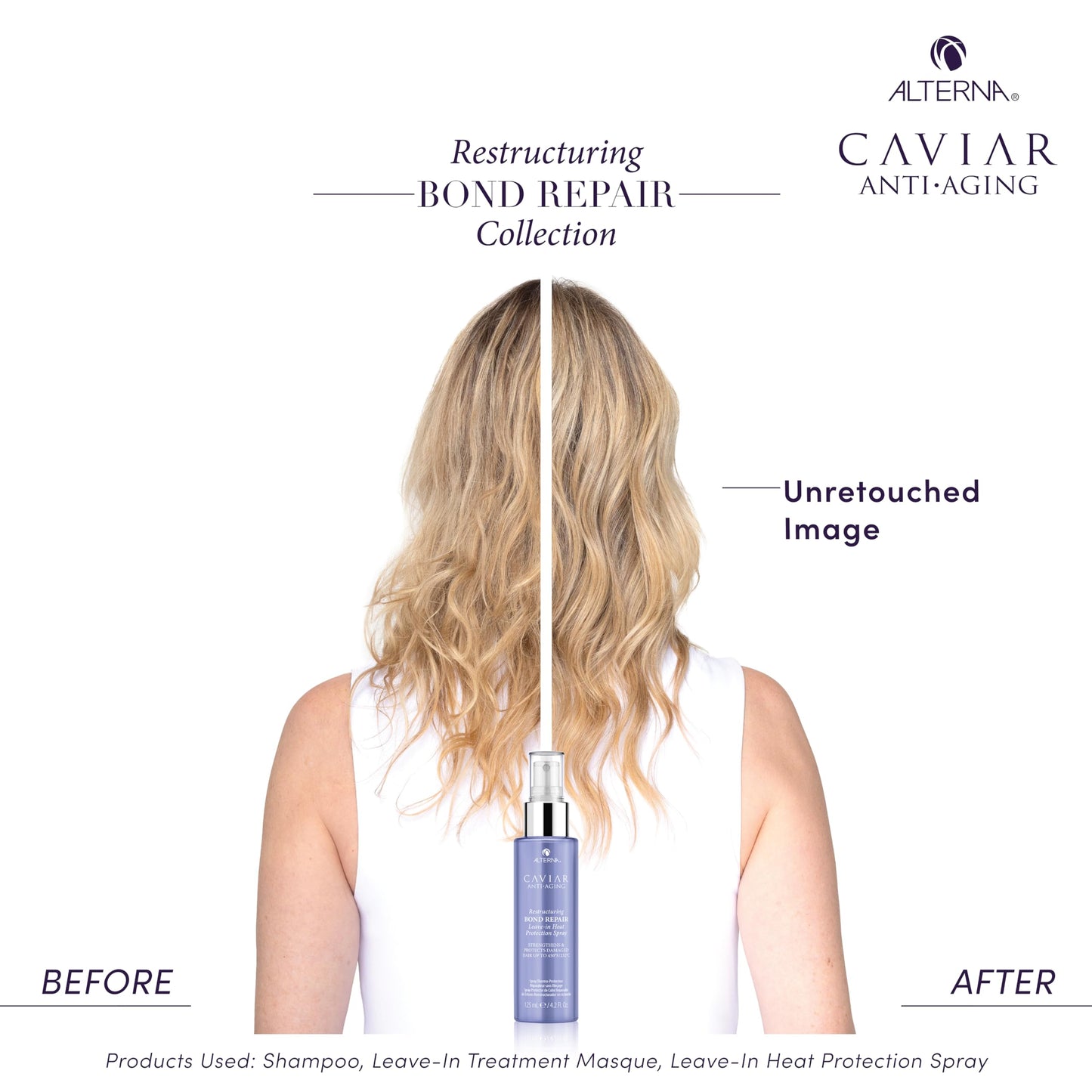 White Smoke Alterna Haircare CAVIAR Anti-Aging Restructuring Bond Repair Leave-in Heat Protection Spray 4.2 Fl Oz | Strengthens and Protects Damaged Hair