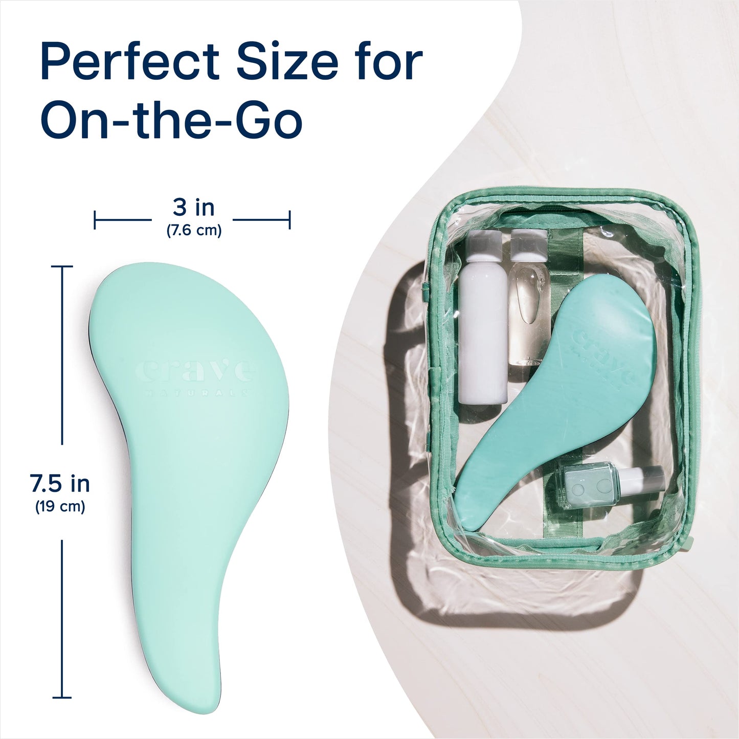 Crave Naturals Glide Thru Detangling Brush - Detangler Brush for Natural, Curly, Straight, Wet and Dry Hair for Adults and Kids - Hair Brush for Little Girls, Toddlers, Teens - 7.5 x 3 in, Turquoise