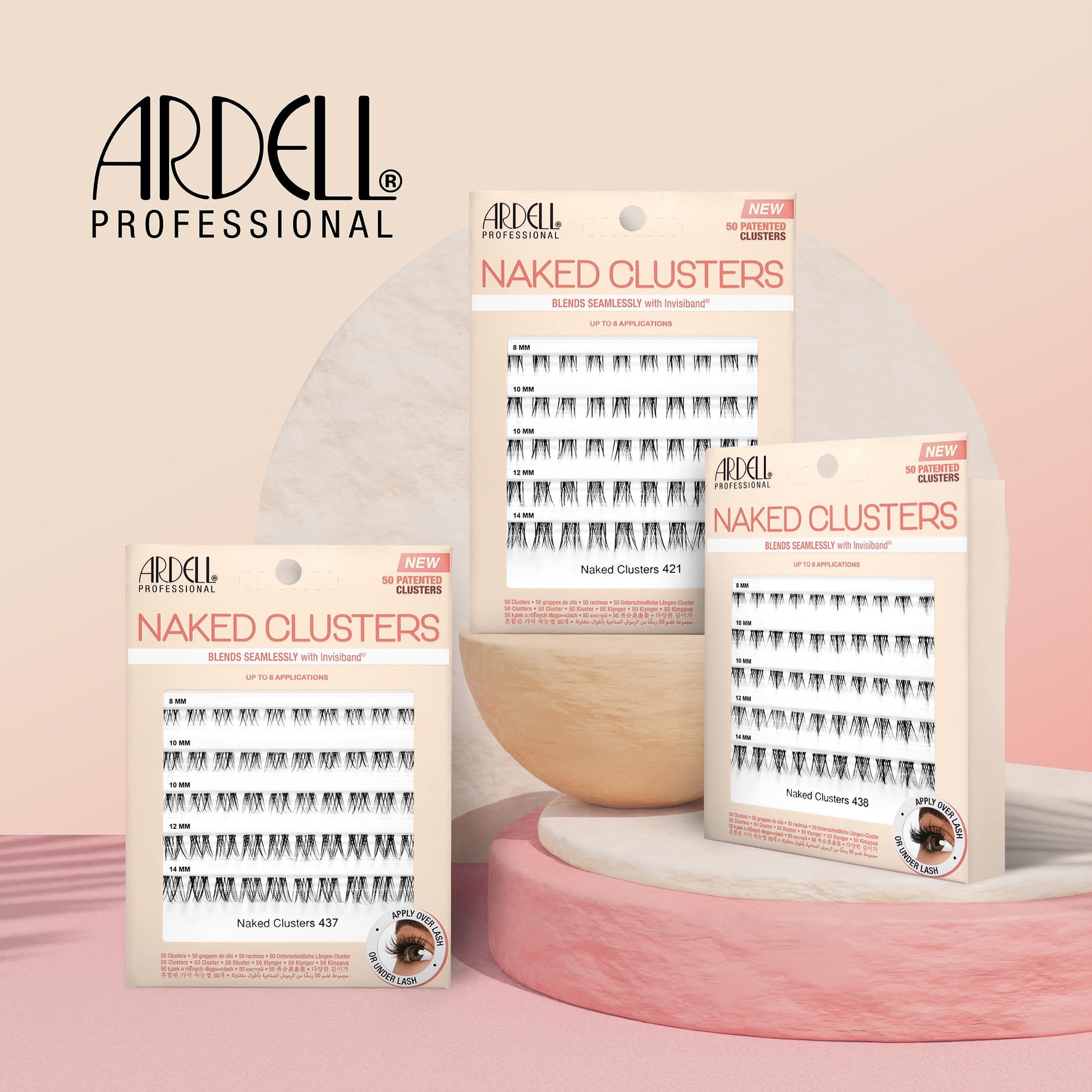 Light Gray Ardell Naked Clusters 437 – DIY Lash Extensions, Lightweight Natural Cluster Lashes with Invisiband, Mixed Length 8–14 mm, 50 Lash Clusters
