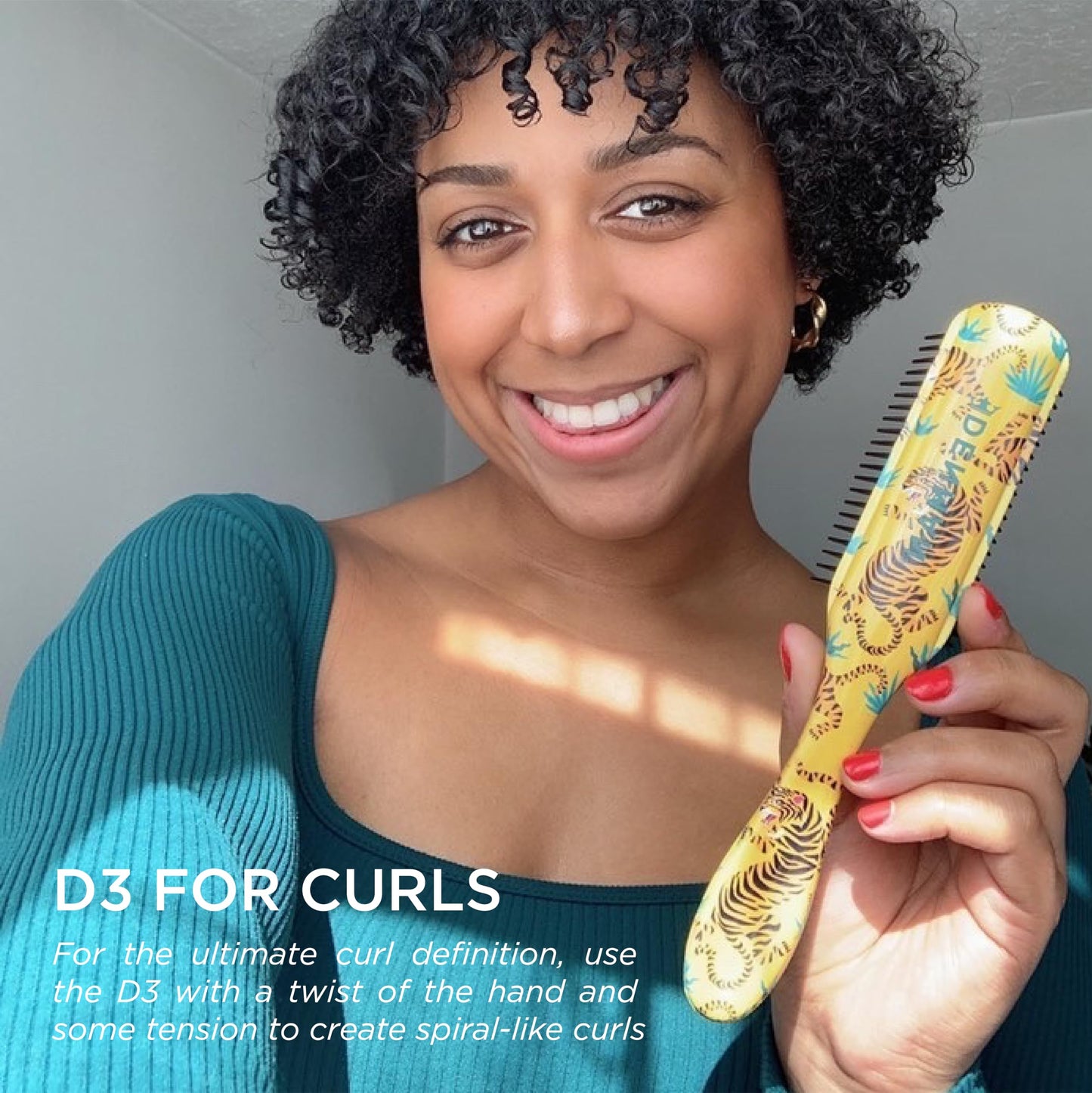 Denman Original Curl Definer &amp; Styler 7 排梳子，用于梳理、分离和定型卷发，卷发梳 - D3 Tiger