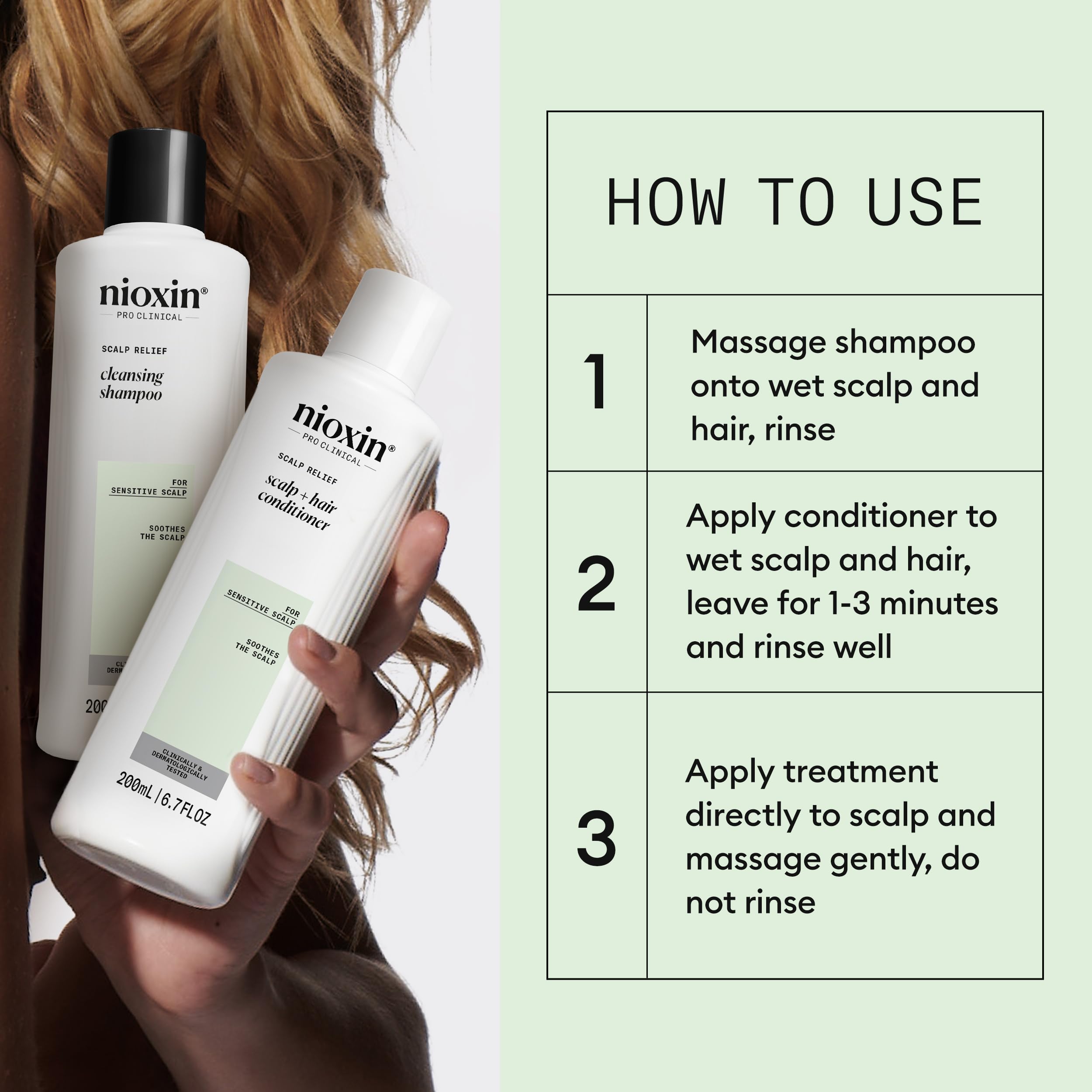Nioxin Scalp Relief System Kit | For Sensitive Itchy Scalp | Made with Aloe Vera and Vitamin E | Trial Size