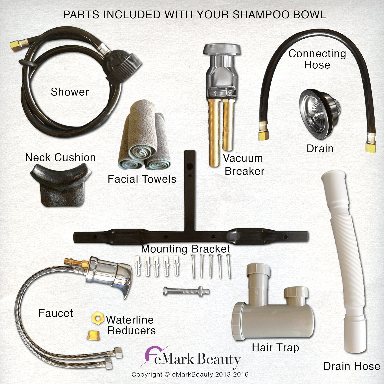 Shampoo Bowl White ABS Plastic Salon and Spa Hair Sink Beauty Salon Equipment ASSE/UPC/CSA Compliant Fixtures TLC-W11
