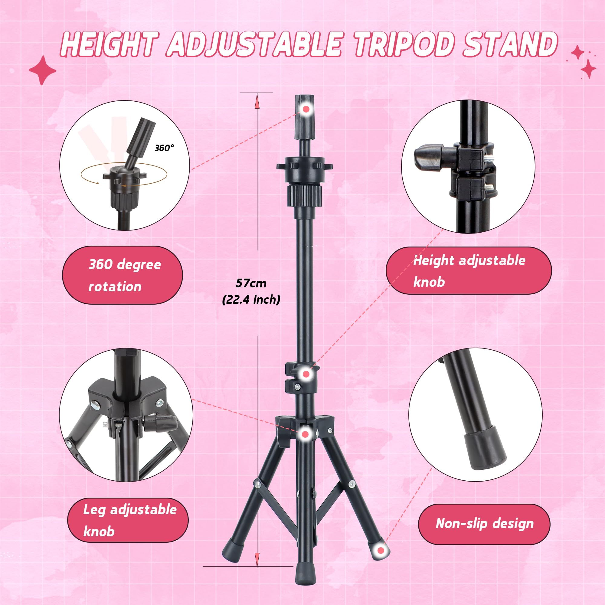 Mannequin Head 100% Real Human Hair Training Doll Head for Braiding Styling Cosmetology Practice with Clamp Stand (18 Inch)