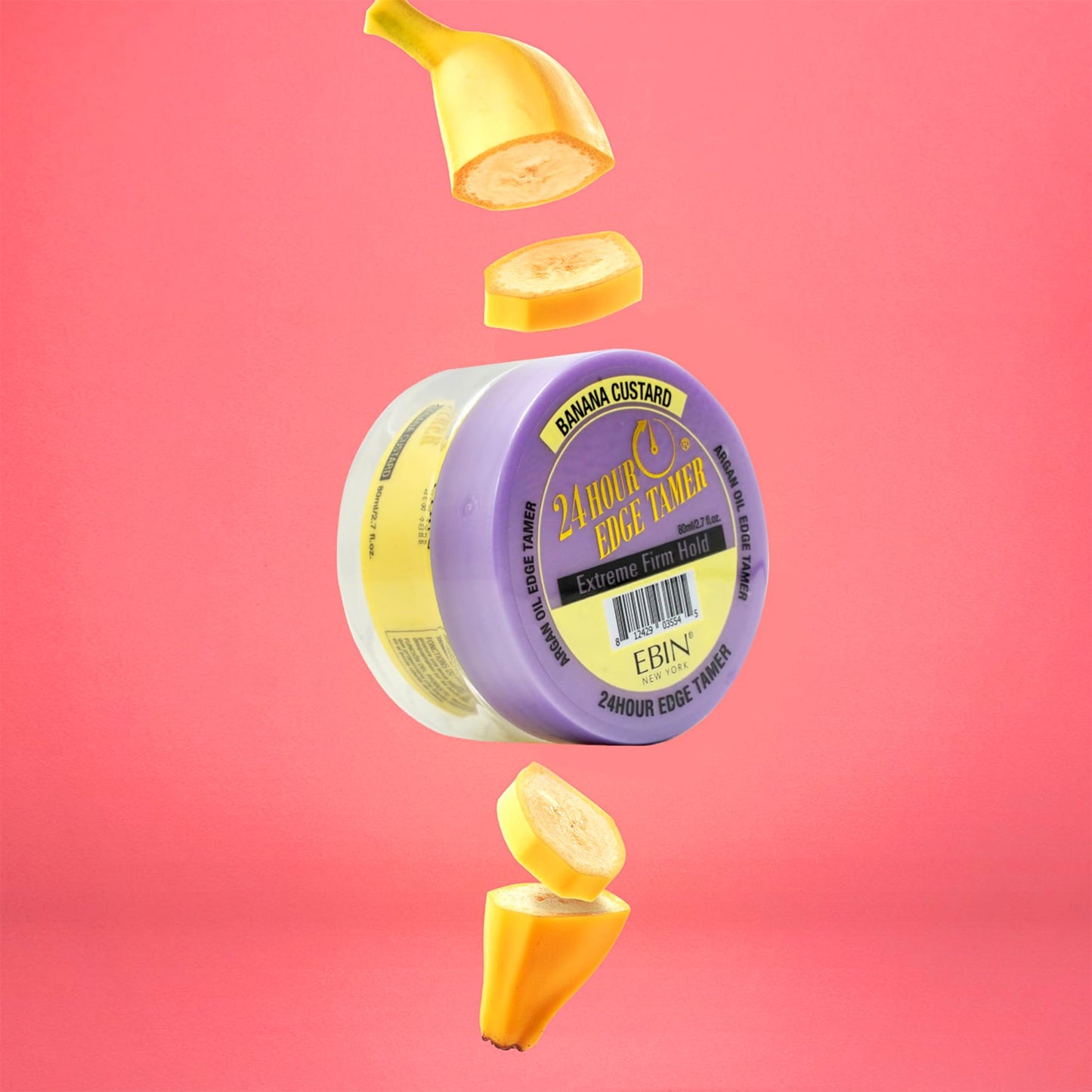 24 Hour Argan Oil Edge Tamer Refresh (0.5oz/ 15ml, Banana Custard) | Extreme Firm Hold, Smooths & Tames Frizz | No Flaking or Drying | High Shine, Long Lasting, All Hair Types, Styling Gel.