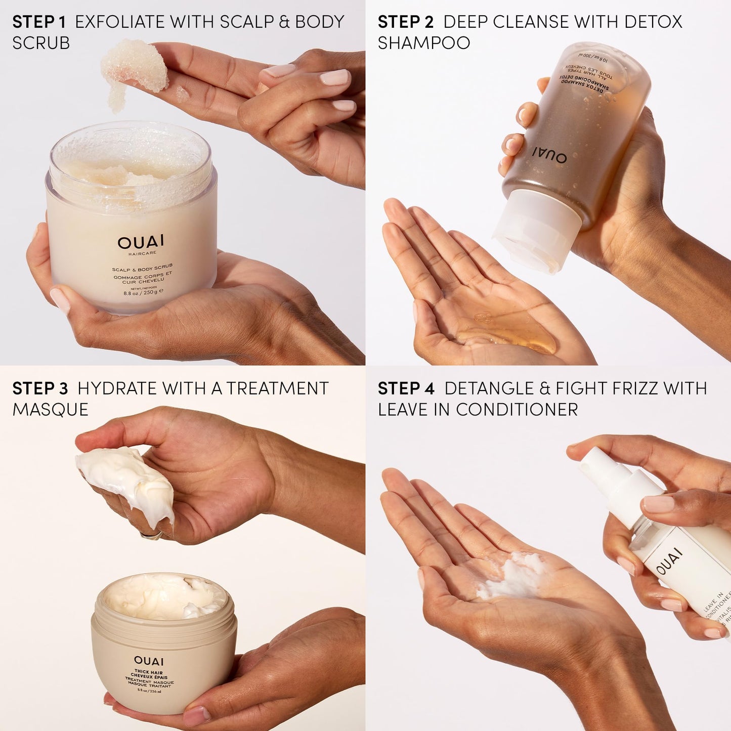 Misty Rose OUAI Detox Shampoo & Thick Hair Conditioner Bundle - Clarifying Shampoo for Build Up, Dirt, Oil, Product and Hard Water & Moisturizing Conditioner for Thick Hair (2 Count)
