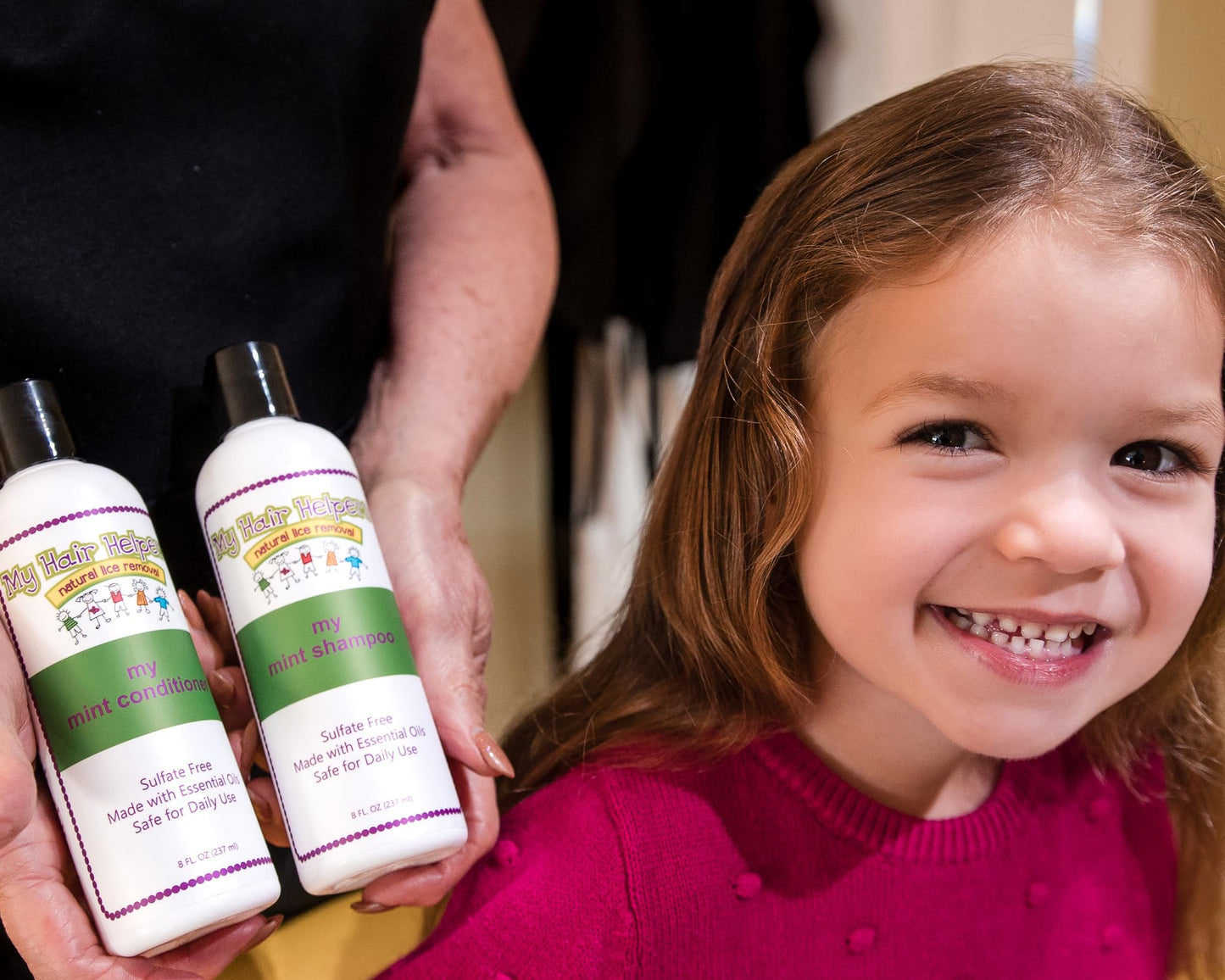 My Hair Helpers Anti Lice Prevention Shampoo and Conditioner Set for Kids, Mint, Neem, Rosemary, Daily Defense, Works on 1-2 Children, 8 Ounces Each