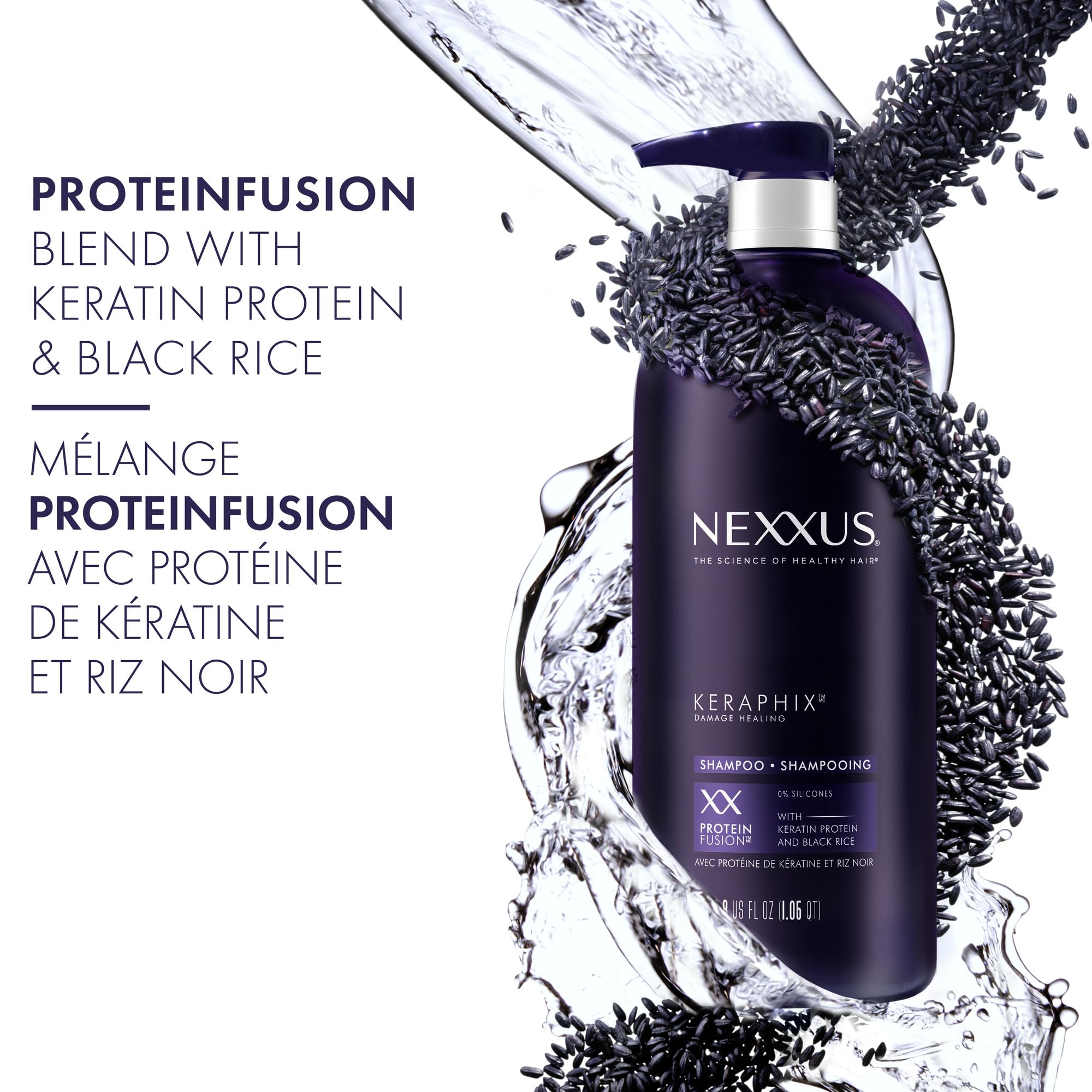 Nexxus KERAPHIX Shampoo for Damage Repair for Damaged Hair Powered by KRT Keratin Resistance Therapy with Liquid Crystal Amino Acids 33.8 Fl oz