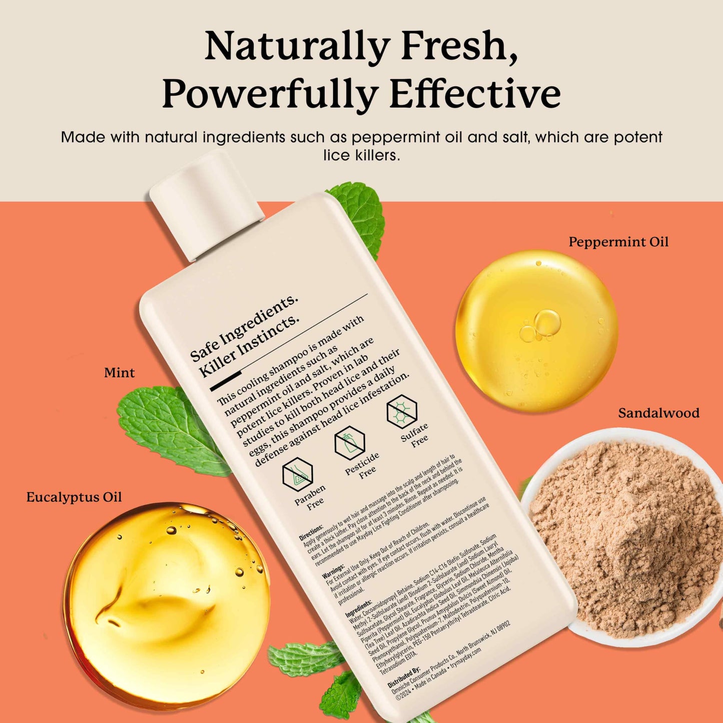 MAYDAY Lice Prevention Shampoo - Sandalwood & Mint - 12oz, Non-Toxic, Pesticide-Free, Scientifically Proven Treatment & Defense Against Lice & Nits, Shampoo for Adults & Kids, Safe for All Hair Types