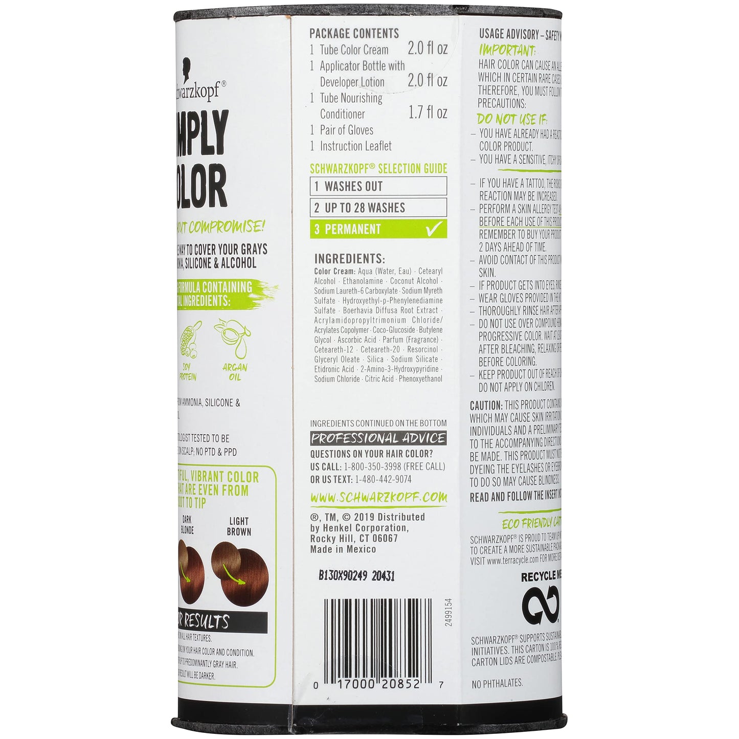 Schwarzkopf Simply Color Hair Color 6.68 Hazelnut Brown, 1 Application - Permanent Hair Dye for Healthy Looking Hair without Ammonia or Silicone, Dermatologist Tested, No PPD & PTD