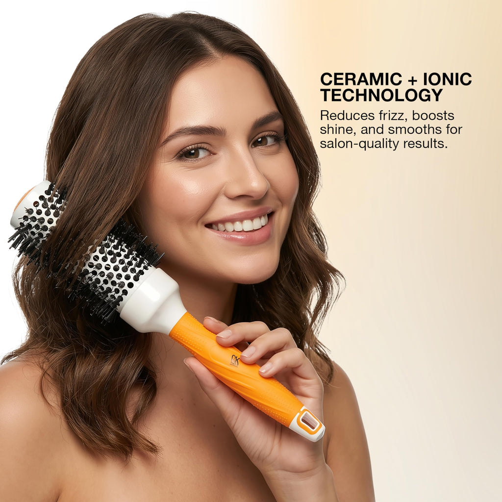 GK HAIR Global Keratin Professional Large Thermal Extra Round Brush 43mm Ceramic Coated Barrel Anti Static Frizz Control Blow Drying Styling Detangling for Long Short Curly Tangle Straight Hair Unisex