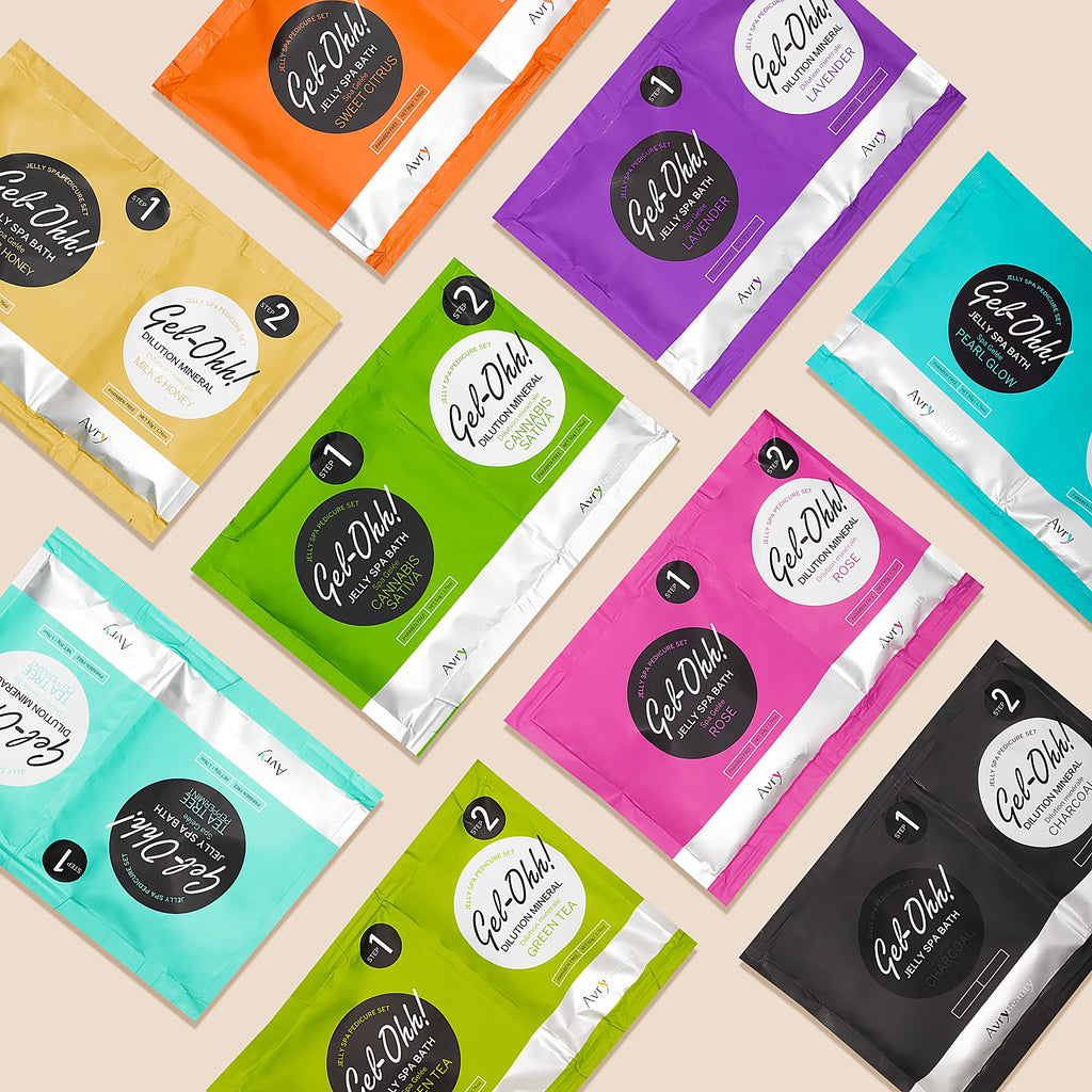 AvryBeauty Gel-Ohh Jelly Spa Bath 3 pack, Citrus Fresh, Citrus Scented, Vitamin C , Jelly Pedicure, Salon Services, Pedicure, Salon Pedi, Relaxation, Heat & Aroma Therapy, Foot Care