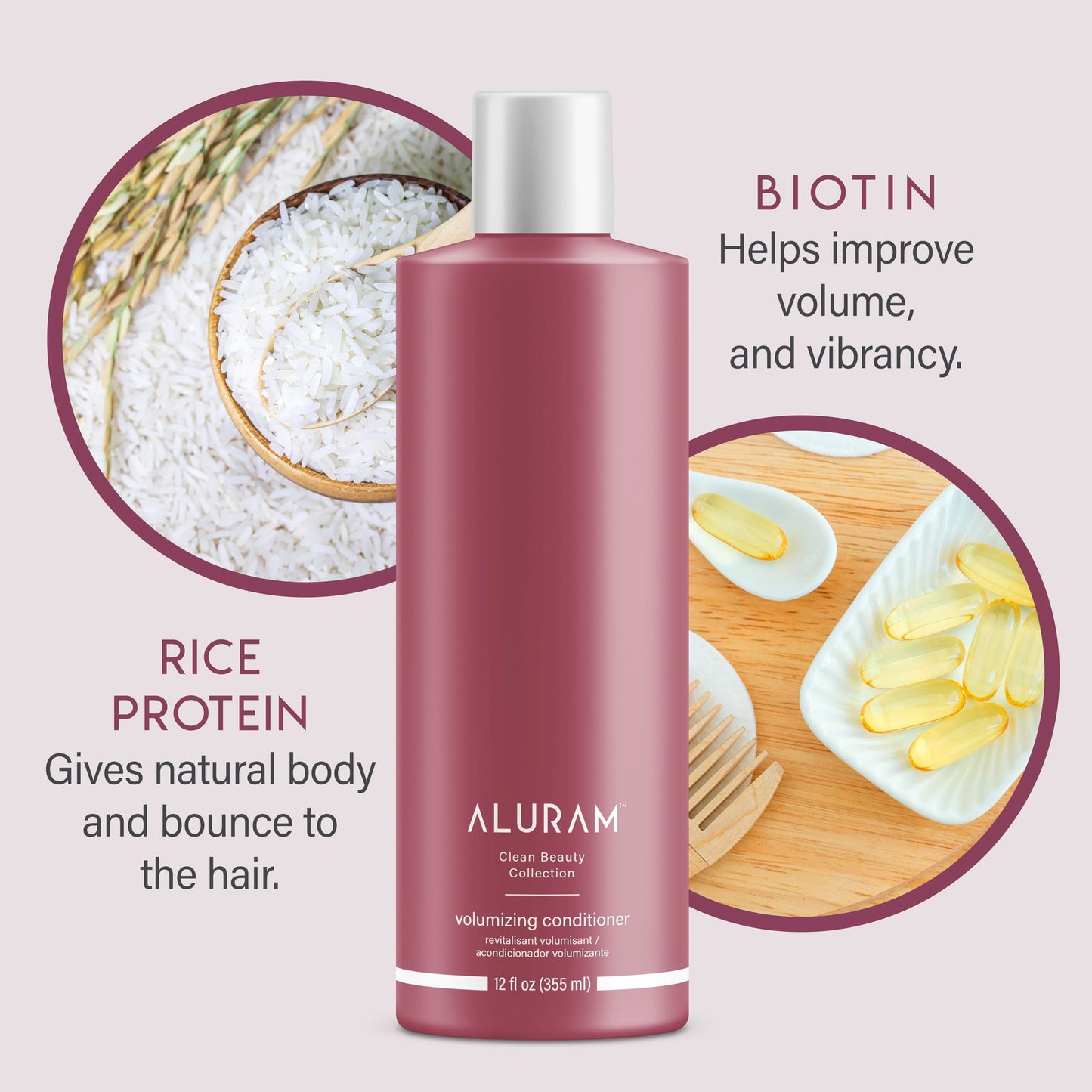 ALURAM Volumizing Shampoo & Conditioner, Non-Drying Gentle Cleanser Adds Body & Fullness for All Hair Types, 12 Fl Oz