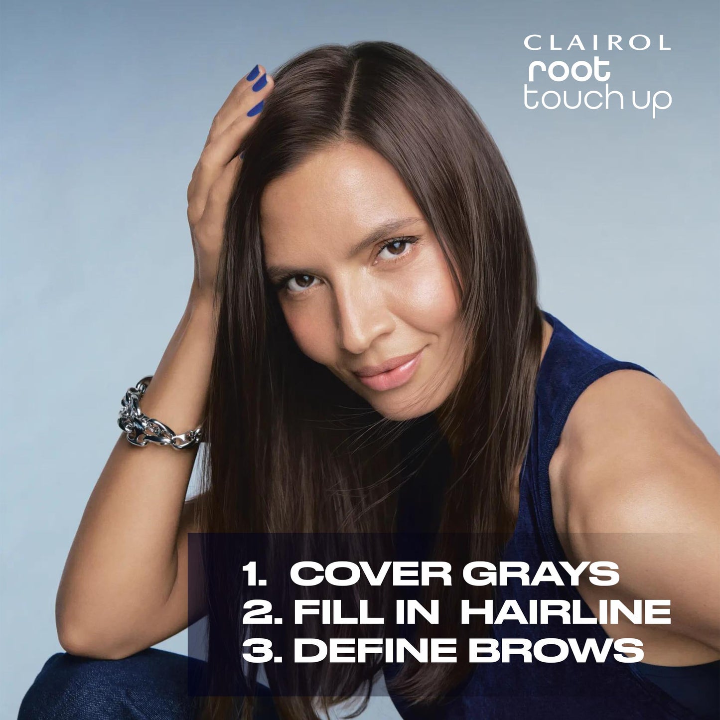 Light Steel Blue Clairol Root Touch-Up Temporary Concealing Powder, Light Brown Hair Color | Ammonia Free | Instantly Cover Roots + Define Eyebrows | On-the-Go Compact with Mirror and Application Brush | Pack of 1