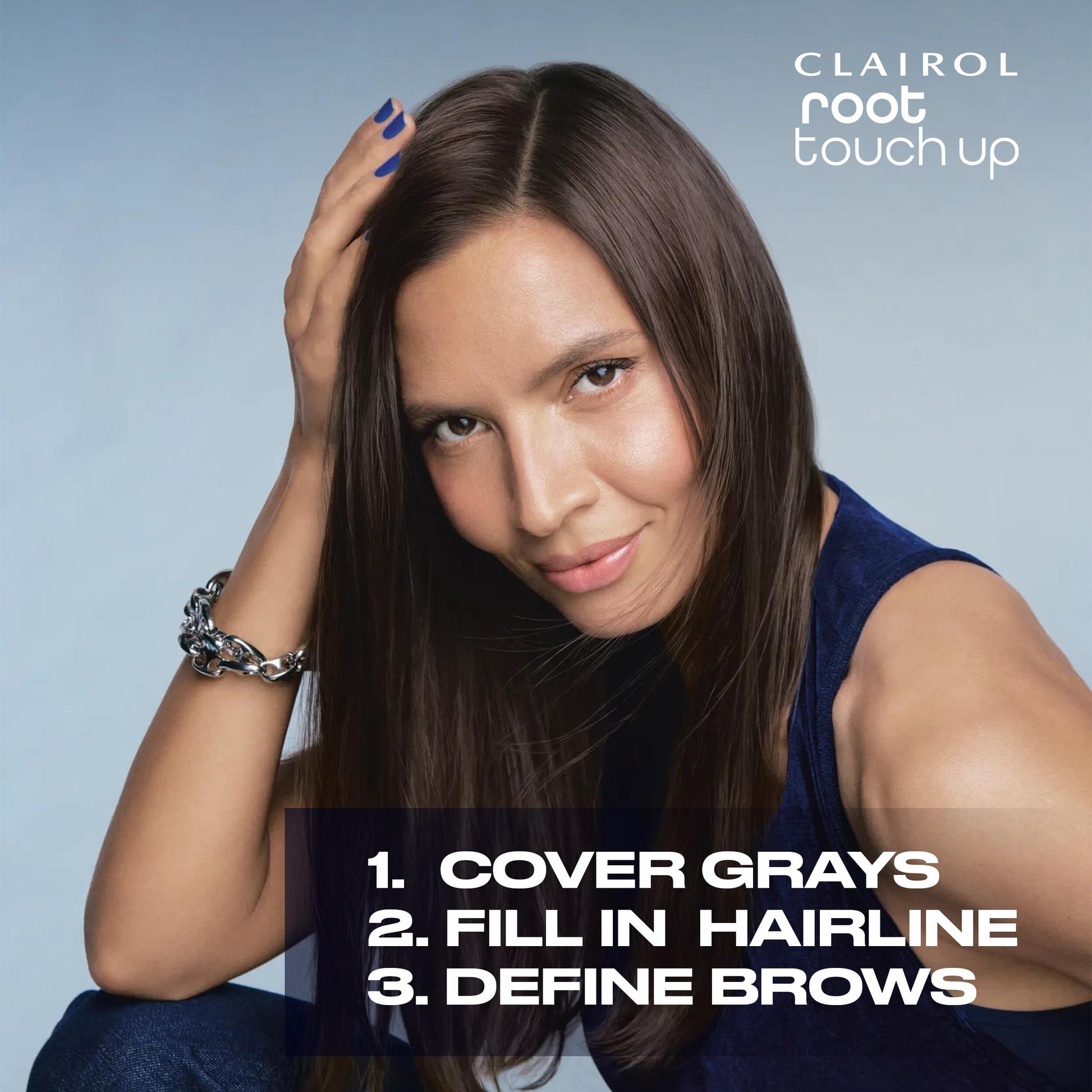 Light Steel Blue Clairol Root Touch-Up Temporary Concealing Powder, Light Brown Hair Color | Ammonia Free | Instantly Cover Roots + Define Eyebrows | On-the-Go Compact with Mirror and Application Brush | Pack of 1