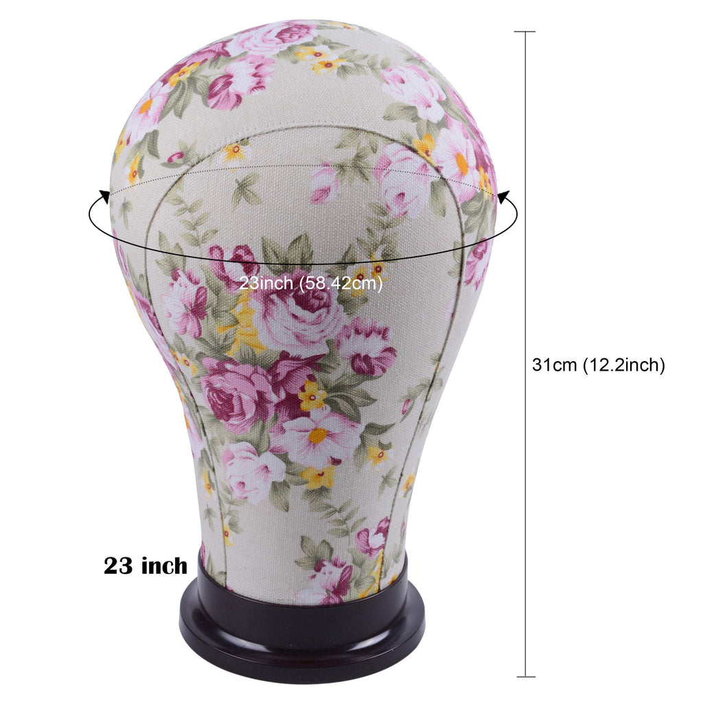 YANTAISIYU 1 Piece Canvas Block Head Mannequin Head for Hair Extension Lace Wigs Making and Display Styling (Pink 23")
