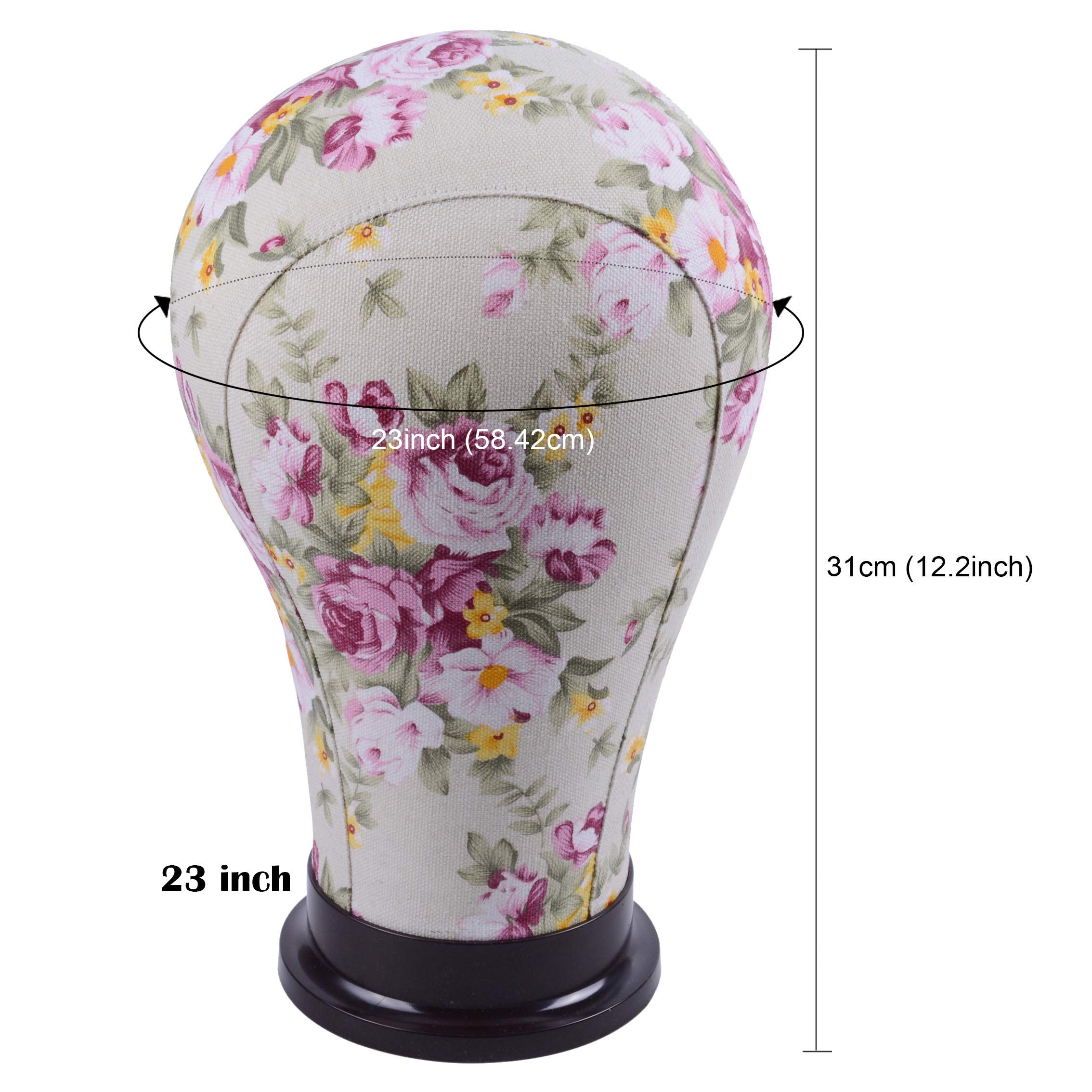 YANTAISIYU 1 Piece Canvas Block Head Mannequin Head for Hair Extension Lace Wigs Making and Display Styling (Pink 23")