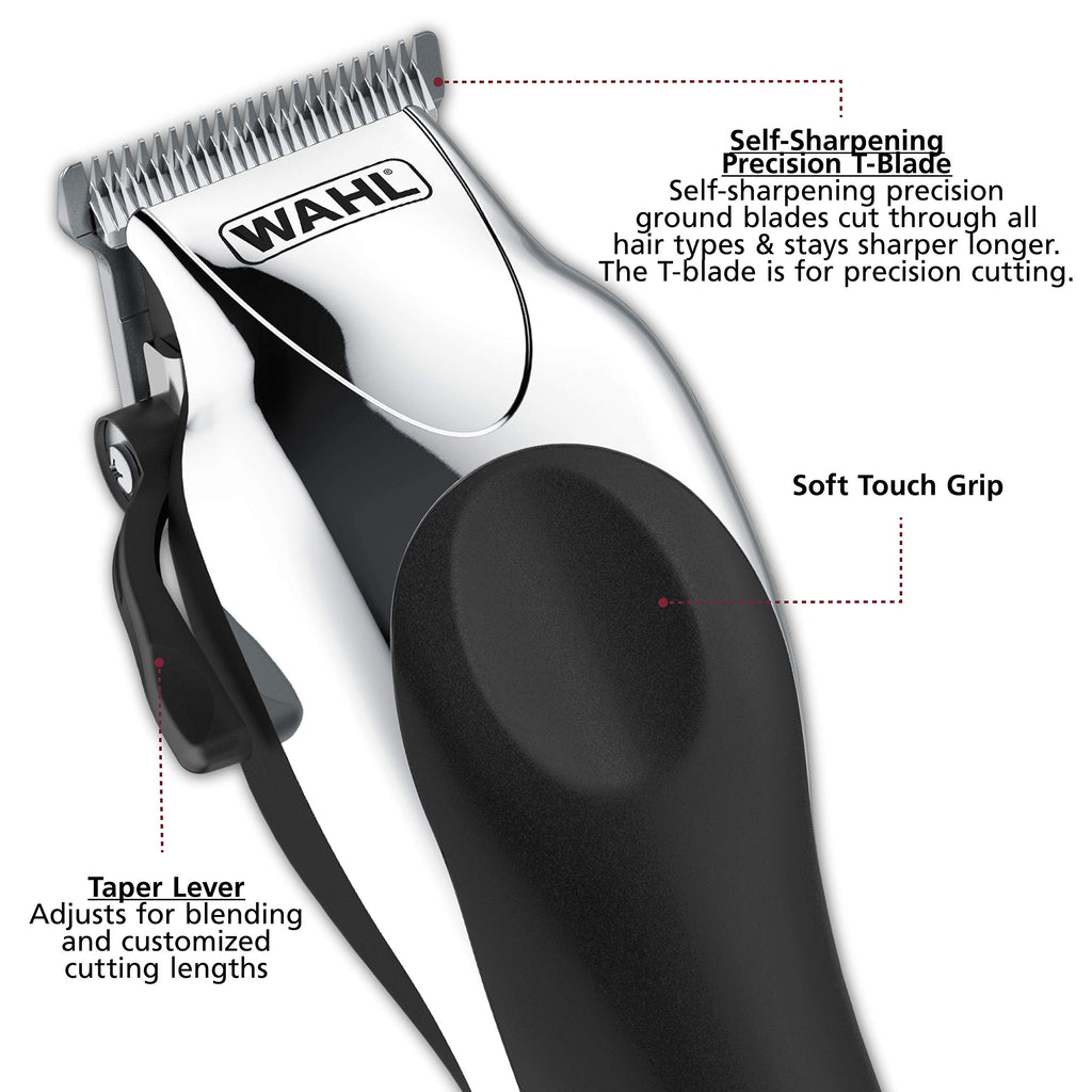 Wahl Clipper USA Deluxe Corded Chrome Pro, Complete Hair and Trimming Kit, Includes Corded Clipper, Cordless Battery Trimmer, and Styling Shears, for a Cut Every Time - Model 3029682