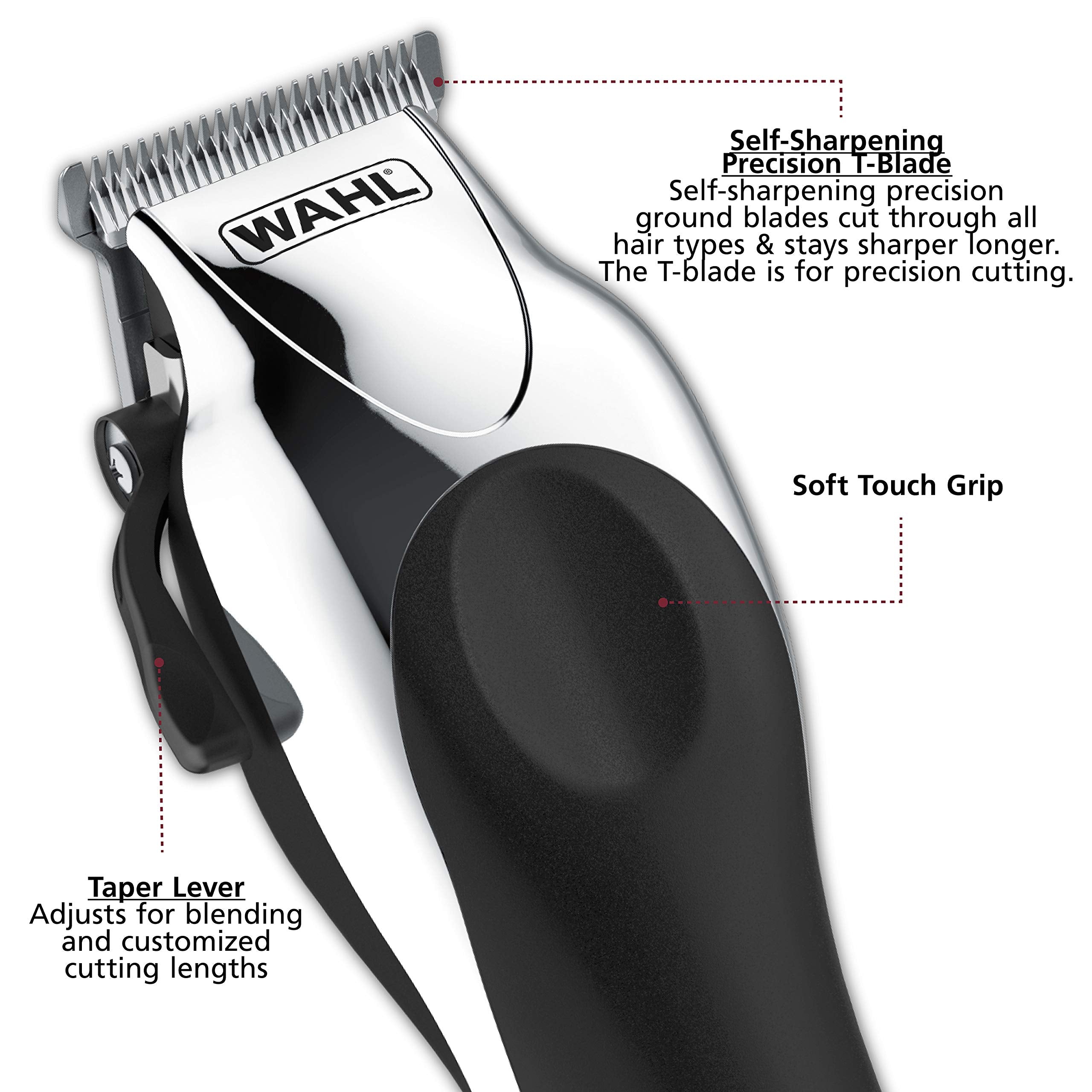 Wahl Clipper USA Deluxe Corded Chrome Pro, Complete Hair and Trimming Kit, Includes Corded Clipper, Cordless Battery Trimmer, and Styling Shears, for a Cut Every Time - Model 3029682
