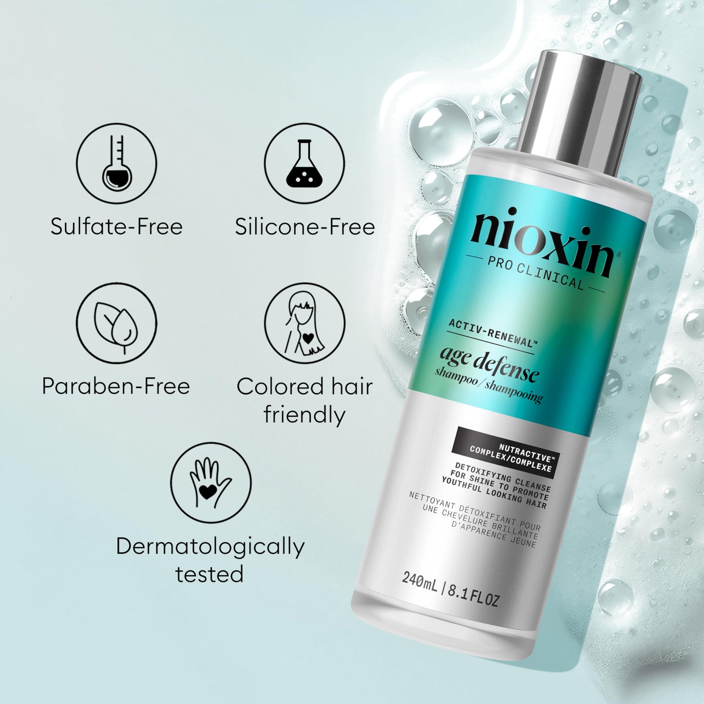 Lavender NIOXIN Age Defense Shampoo for Aging Hair | Detox Scalp Cleanser with Niacinamide | 33.8 Fl Oz | 1000mL