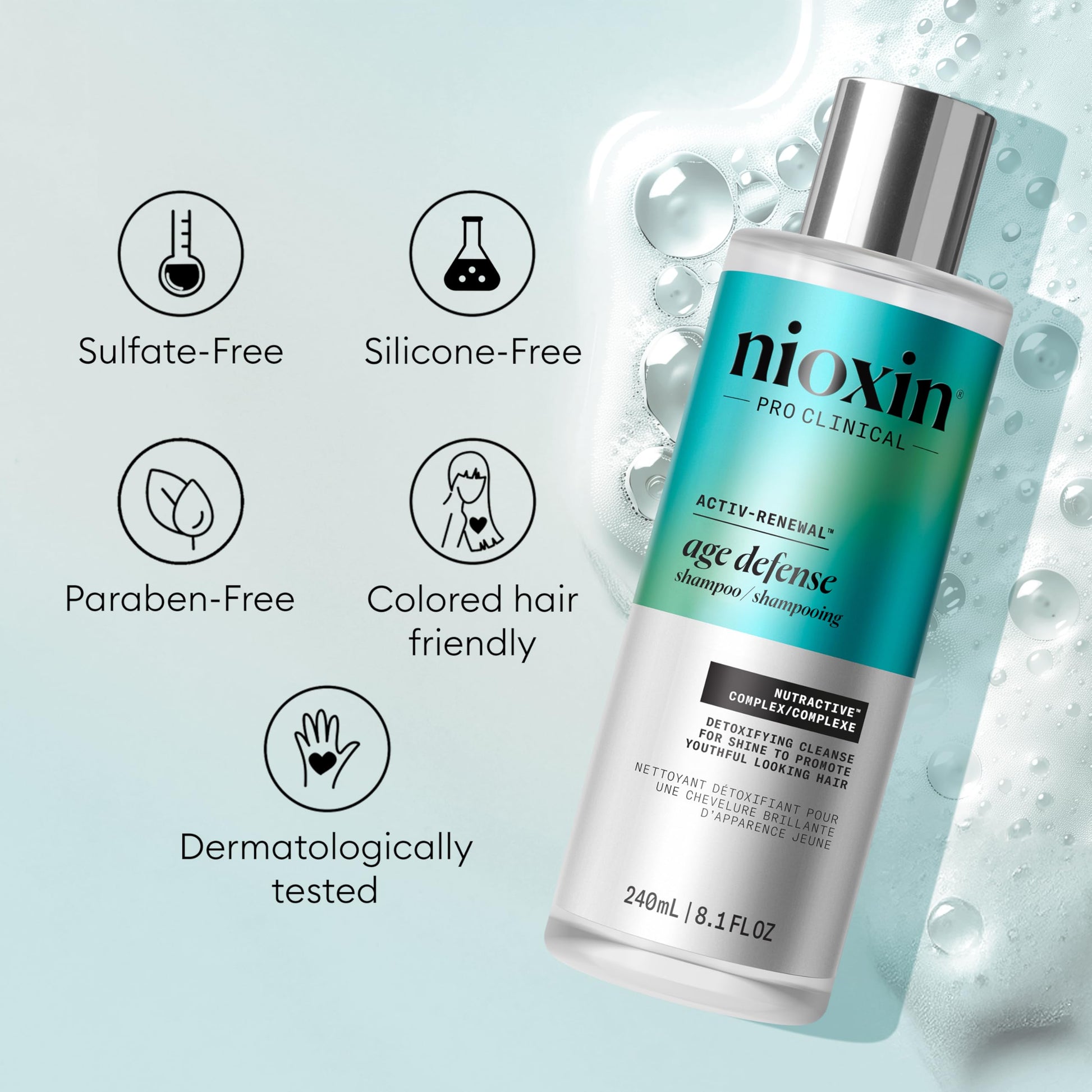 Lavender NIOXIN Age Defense Shampoo for Aging Hair | Detox Scalp Cleanser with Niacinamide | 8.1 Fl Oz | 240mL