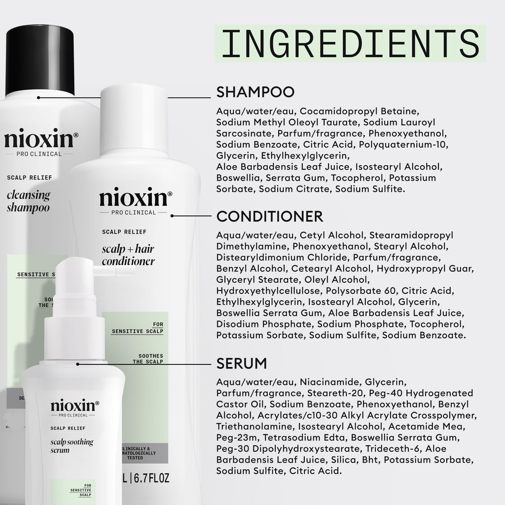 Nioxin Scalp Relief System Kit | For Sensitive Itchy Scalp | Made with Aloe Vera and Vitamin E | Trial Size