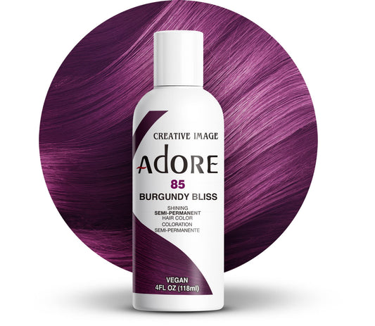 Adore Semi Permanent Hair Color - Vegan and Cruelty-Free Hair Dye - 4 Fl Oz - 085 Burgundy Bliss (Pack of 1)