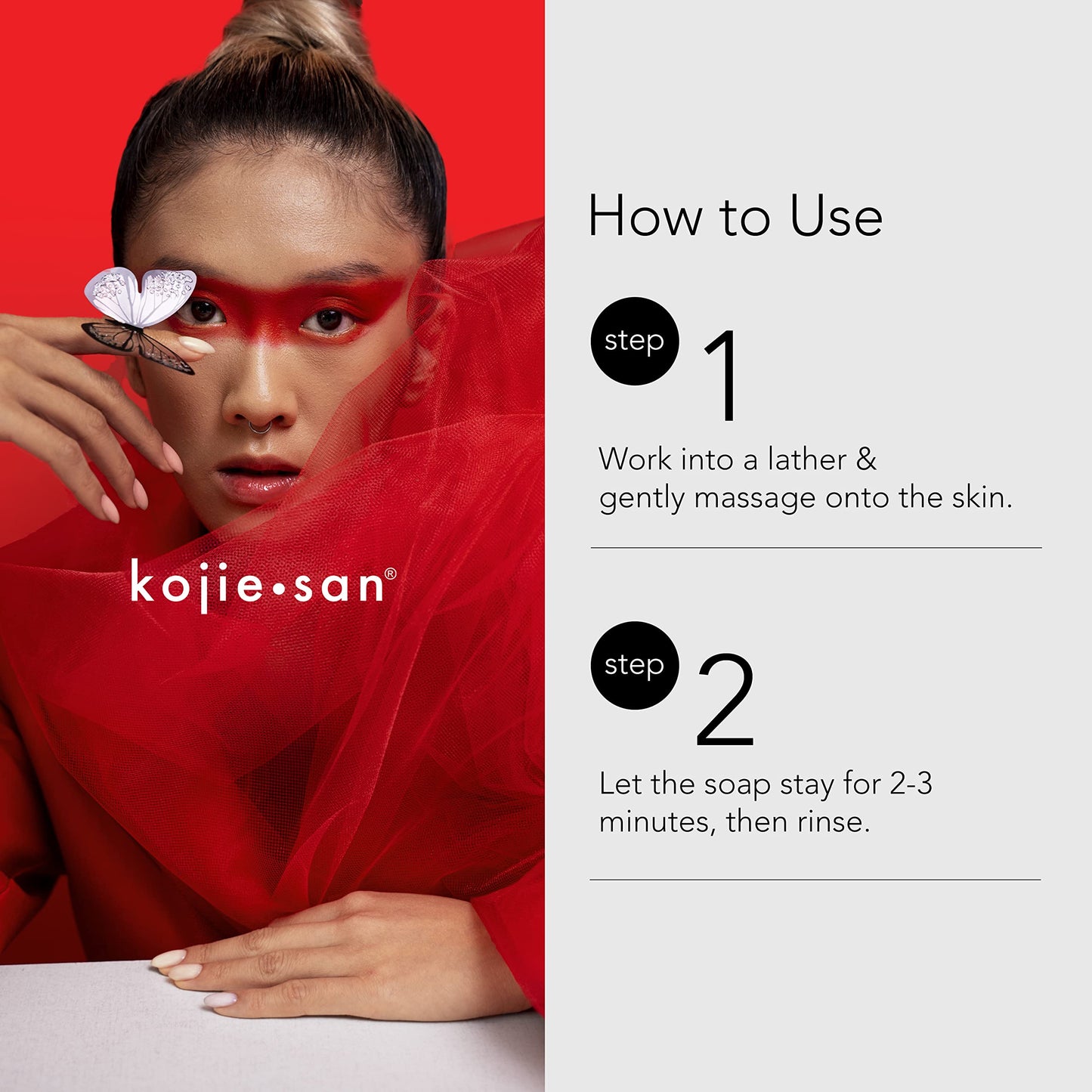 Savon éclaircissant Kojie San - Acide kojique original qui réduit les taches brunes, l'hyperpigmentation et les cicatrices avec un filet de savon exfoliant inclus - 65 g x 2 barres