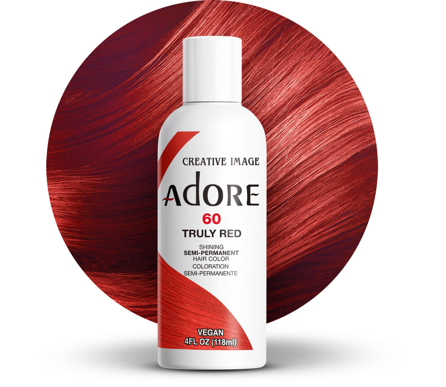 Adore Semi Permanent Hair Color - Vegan and Cruelty-Free Hair Dye - 4 Fl Oz - 060 Truly Red (Pack of 1)