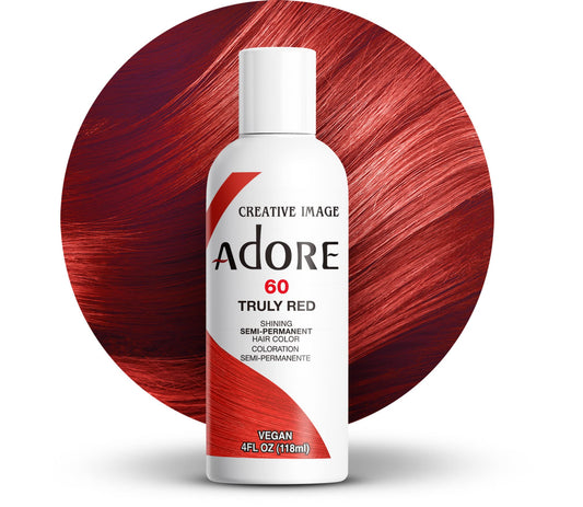Adore Semi Permanent Hair Color - Vegan and Cruelty-Free Hair Dye - 4 Fl Oz - 060 Truly Red (Pack of 1)