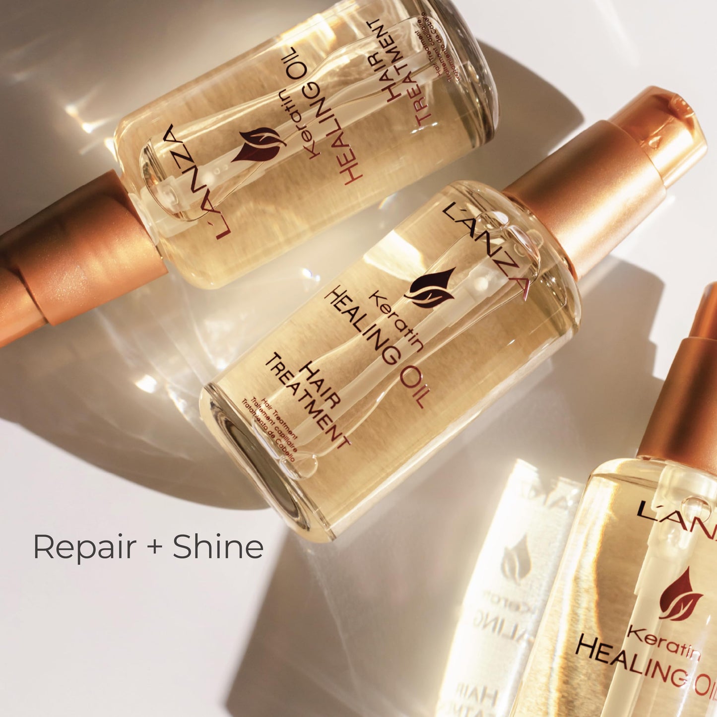 L'ANZA Keratin Healing Oil Hair Treatment, Hair Oil Revives & Nourishes Dry Damaged Hair & Scalp, Sulfate Free with Phyto IV Complex, Cruelty Free Volumizing Hair Care with UV Protection (1.7 Fl Oz)