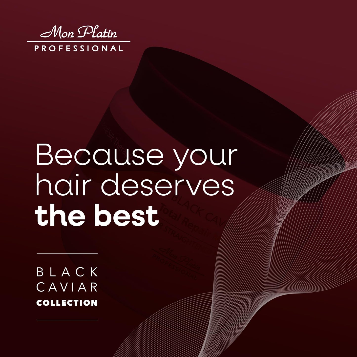 Mon Platin 专业护发膜，黑鱼子酱全效修复，500ML，适用于拉直发质，强效修复，深层护理，不含 SLS/盐