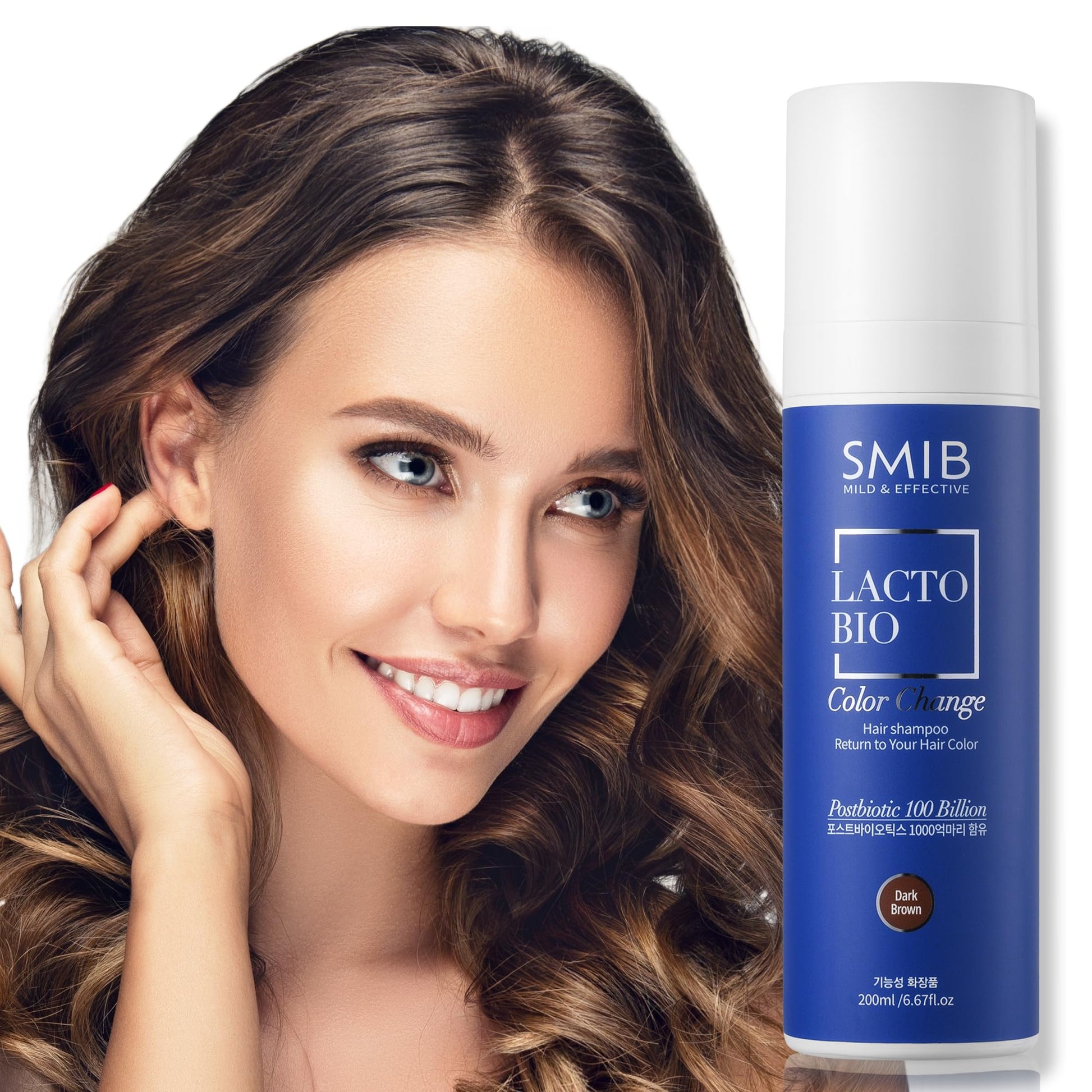 White Smoke SMIB Lactobio Hair Dye Shampoo | Gradual Gray Reduction with Probiotics | Natural Hair Darkening in 3-5 Minutes | Gentle Korean Formula for Daily Use (6.76 fl oz) (Dark Brown)