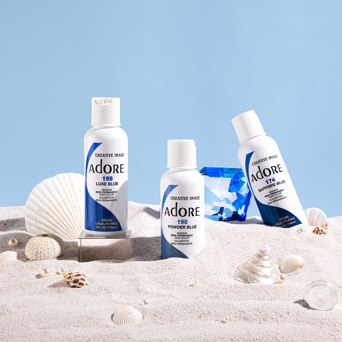 Adore Semi Permanent Hair Color - Vegan and Cruelty-Free Hair Dye - 4 Fl Oz - 117 Aquamarine (Pack of 1)