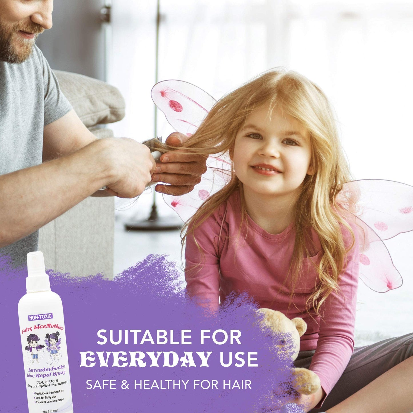 Fairy LiceMothers LavenderLocks Lice Prevention Spray - Head Lice Treatment for Kids & Adults - Prevent Lice Infestation with Lavender Oil - Gentle Lice Spray for Hair - Treats Lice Eggs - 8 fl oz