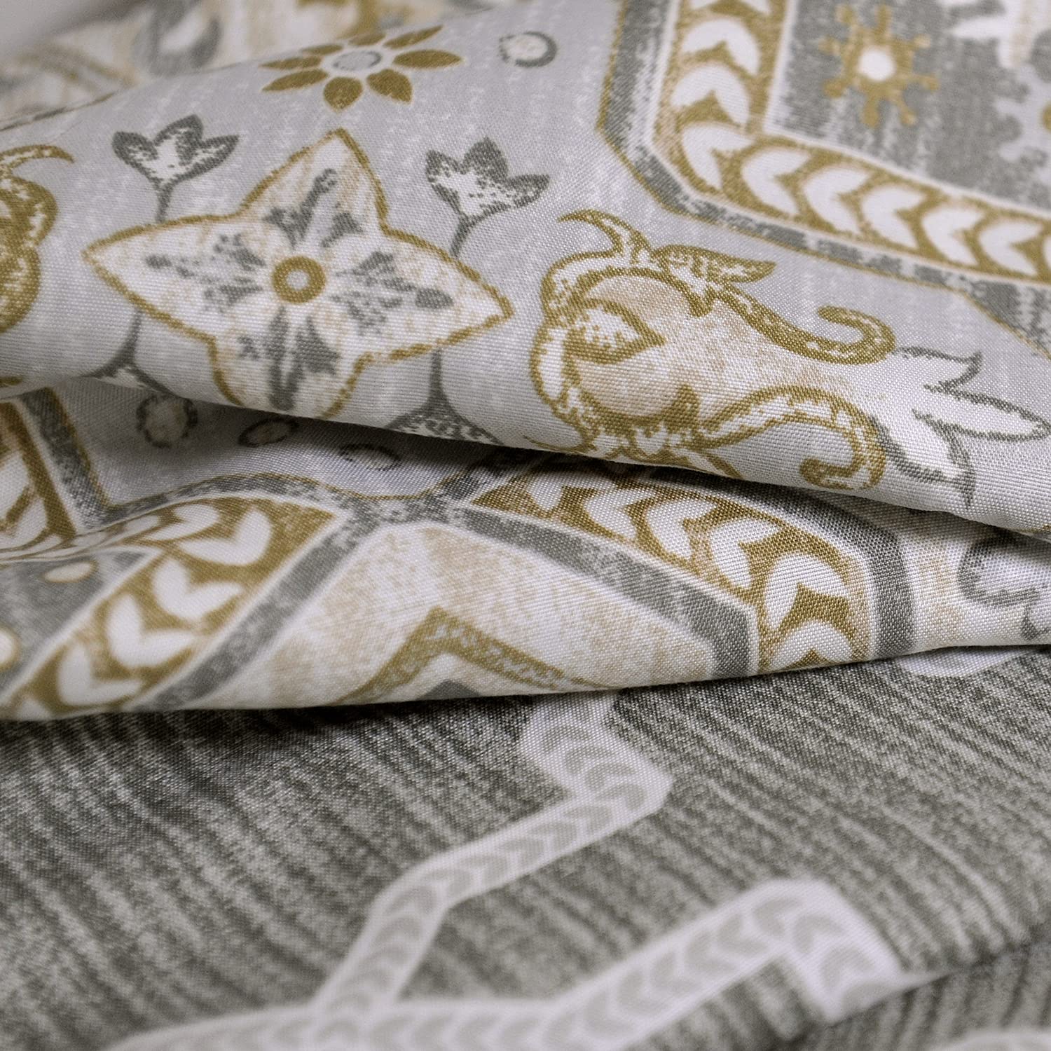 Home Soft Things Lanza Printed Valance Set of 2 Panels 60" x 18", Gray Blue Yellow Window Curtain Valance Drapes for Kitchen Bedroom Living Room Bathroom Decor with Rod Pocket