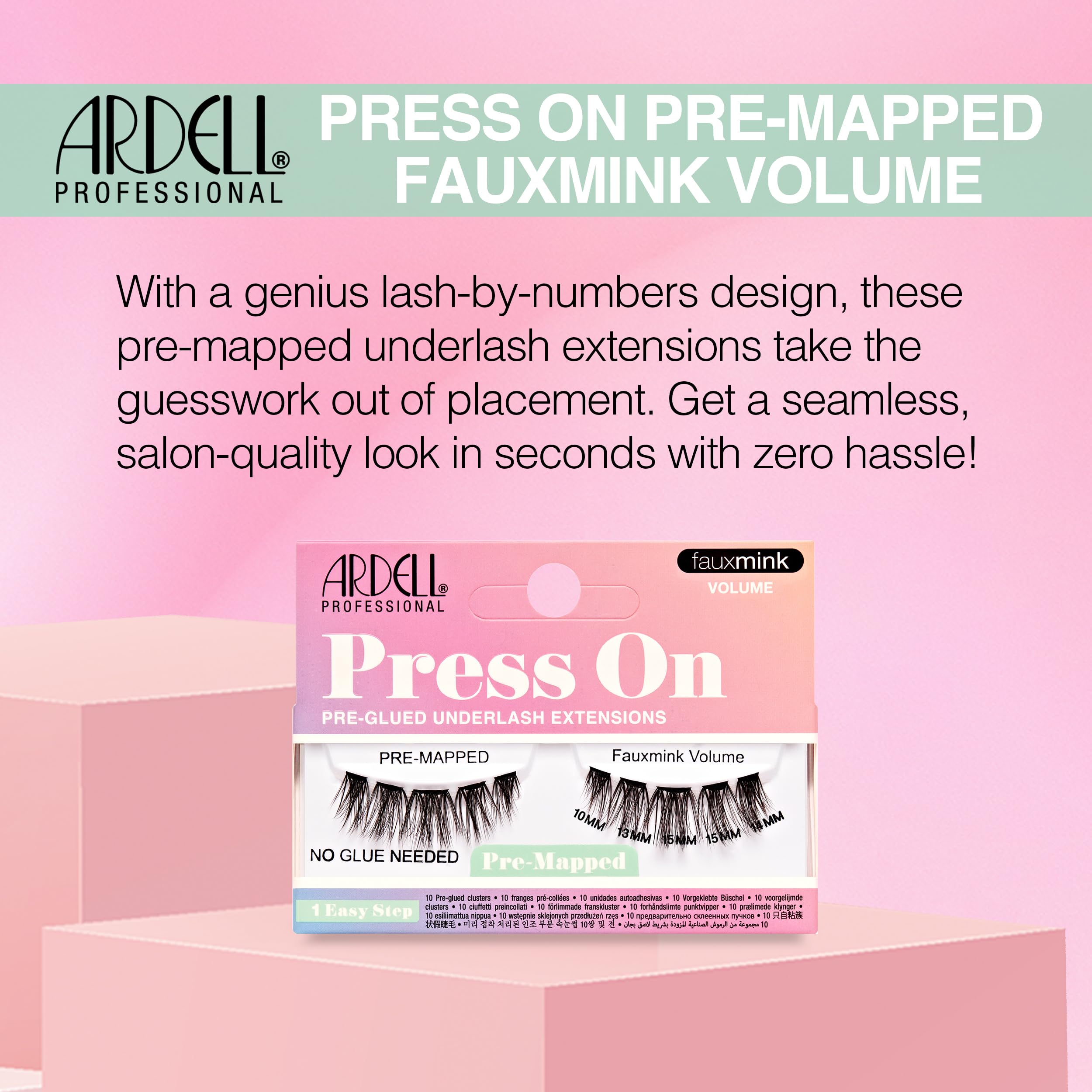Ardell Press On Lashes Pre-Mapped DIY Lash Clusters - Fauxmink Volume, Pre-Glued Underlash, Easy to Apply False Eyelashes, Eyelash Extensions