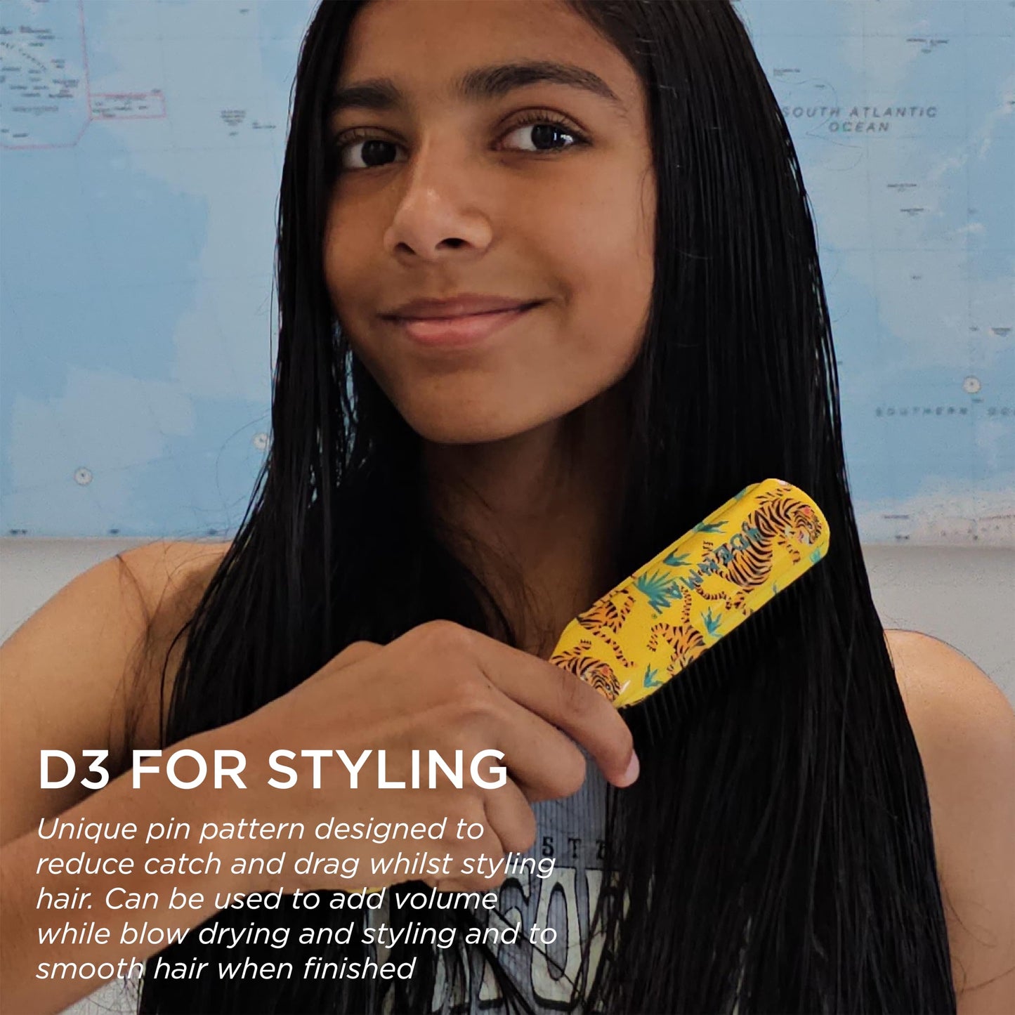 Denman Original Curl Definer &amp; Styler 7 排梳子，用于梳理、分离和定型卷发，卷发梳 - D3 Tiger