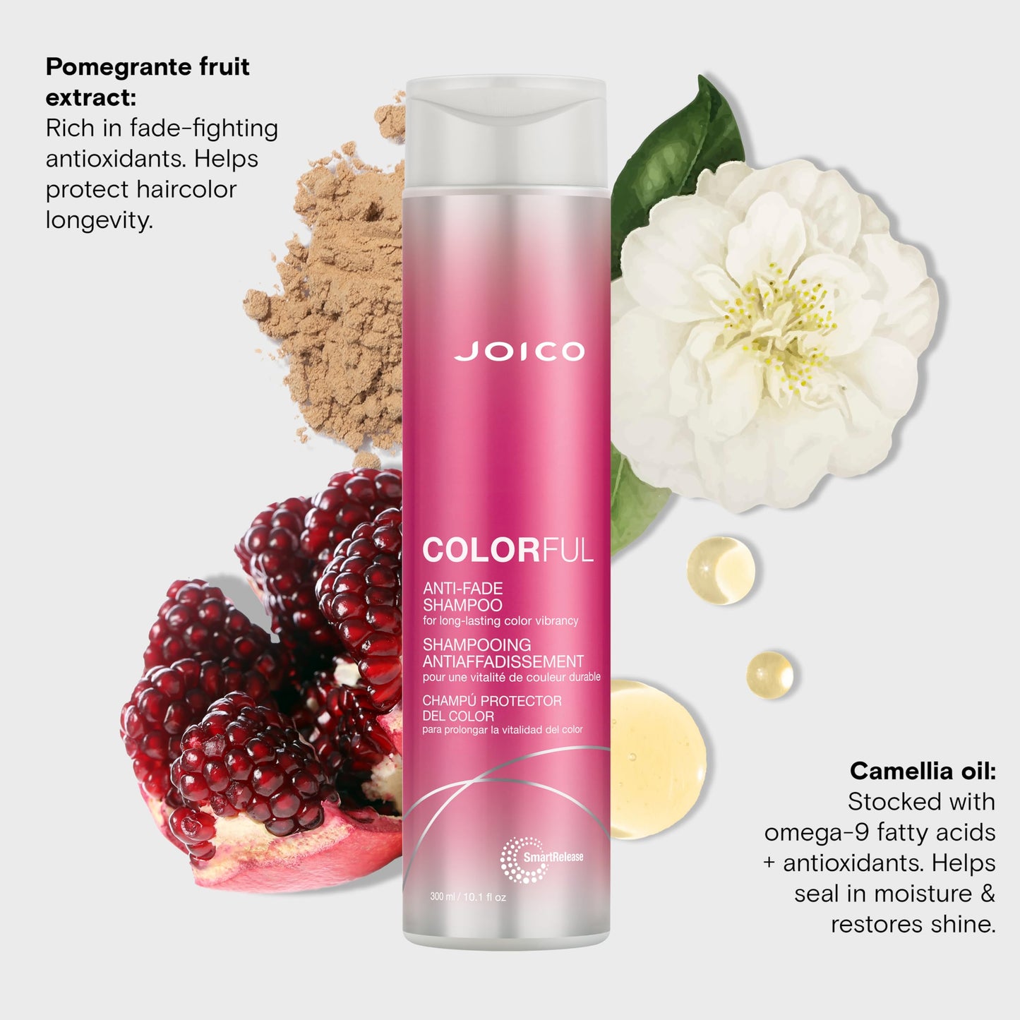 Joico Colorful Anti-Fade Shampoo | For Color-Treated Hair | Preserve Hair Color & Vibrancy | Boost Shine & Reduce Breakage | Sulfate Free | With Camellia Oil & Pomegranate Extract | 10.1 Fl Oz