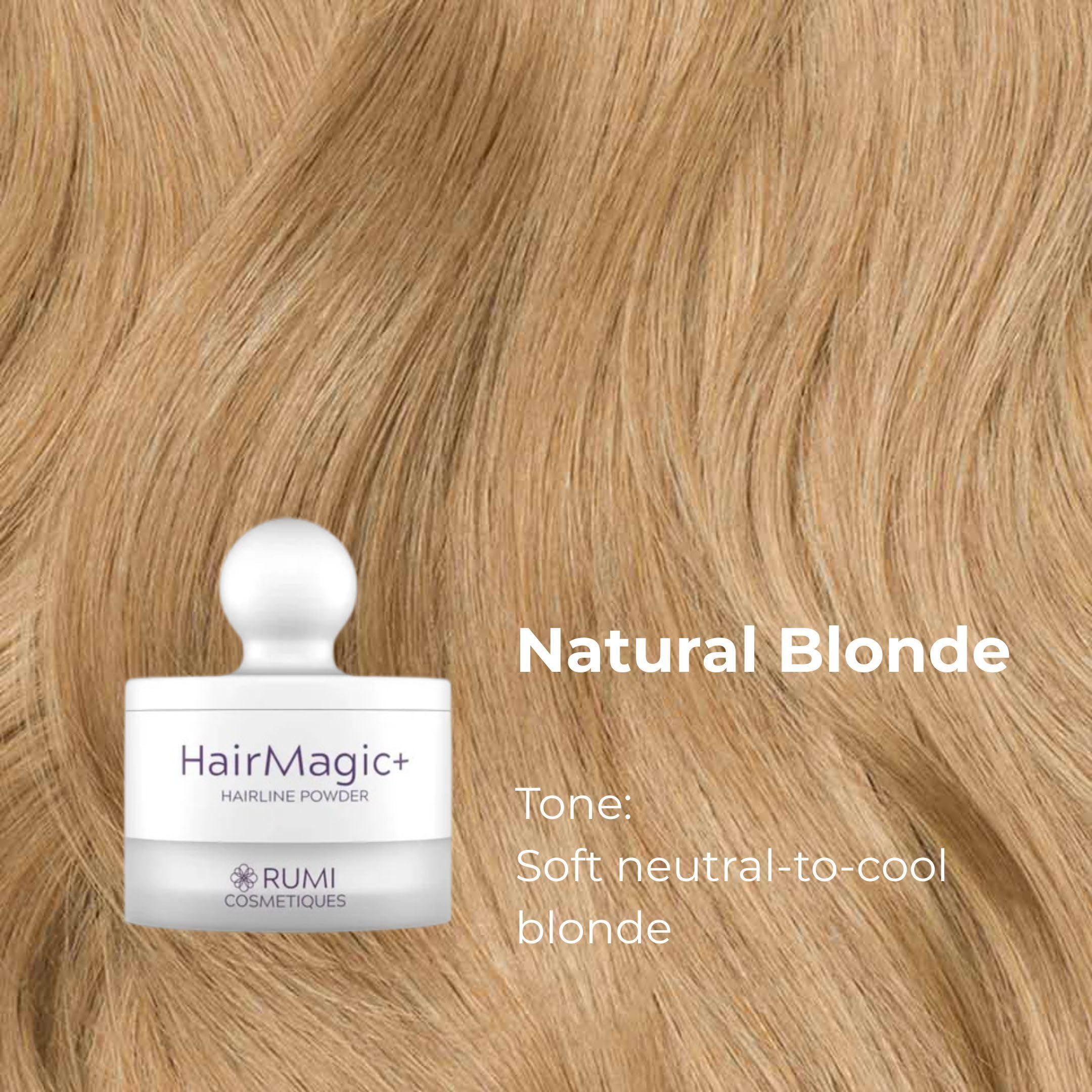 Rumi Cosmetiques HairMagic+ Root Touch Up Powder for Mature Women – Instant Gray Hair Coverage & Hairline Filler – Water-Resistant, Natural Finish, with Argan Oil & Vitamin E (Natural Blonde)