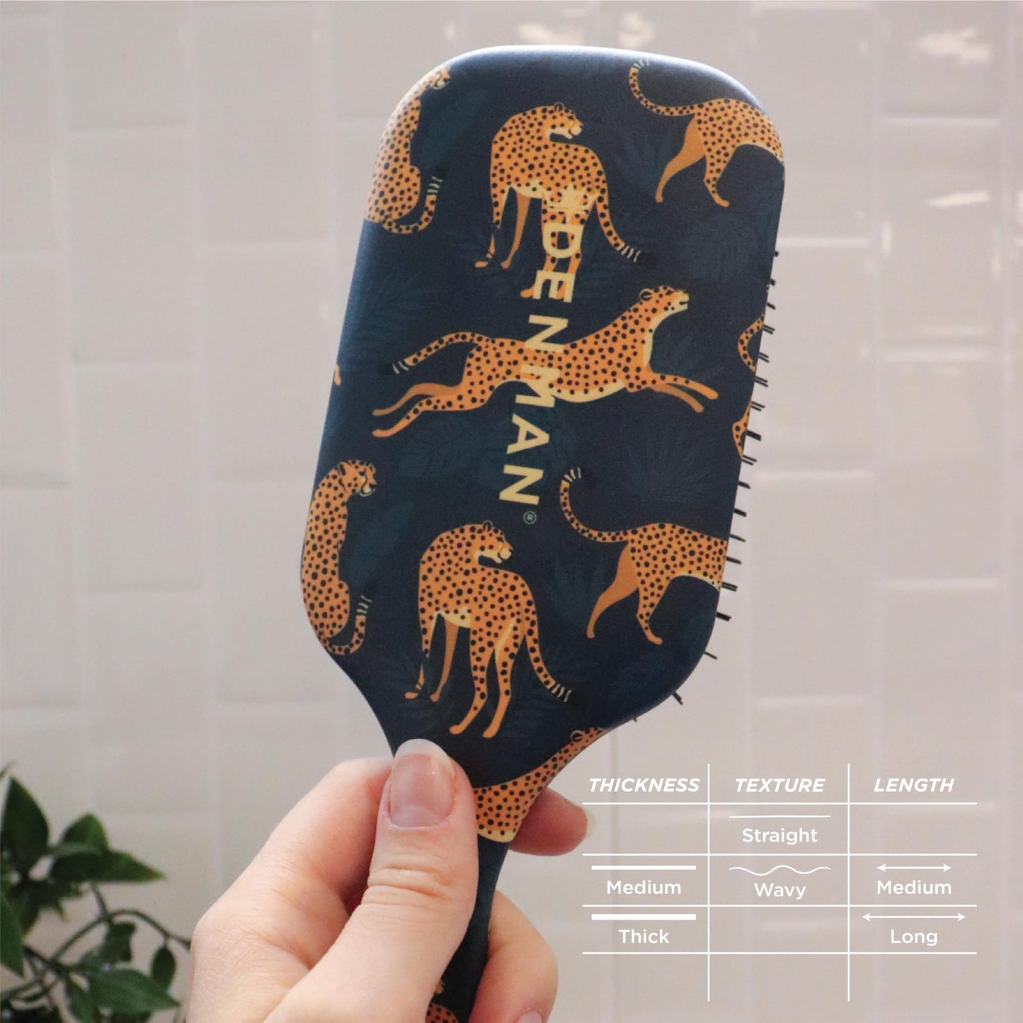 Denman Ultra Detangler Paddle Hairbrush, Best for Long Hair, Wigs and Extensions for Tug Free Detangling - (Leopard) D90L