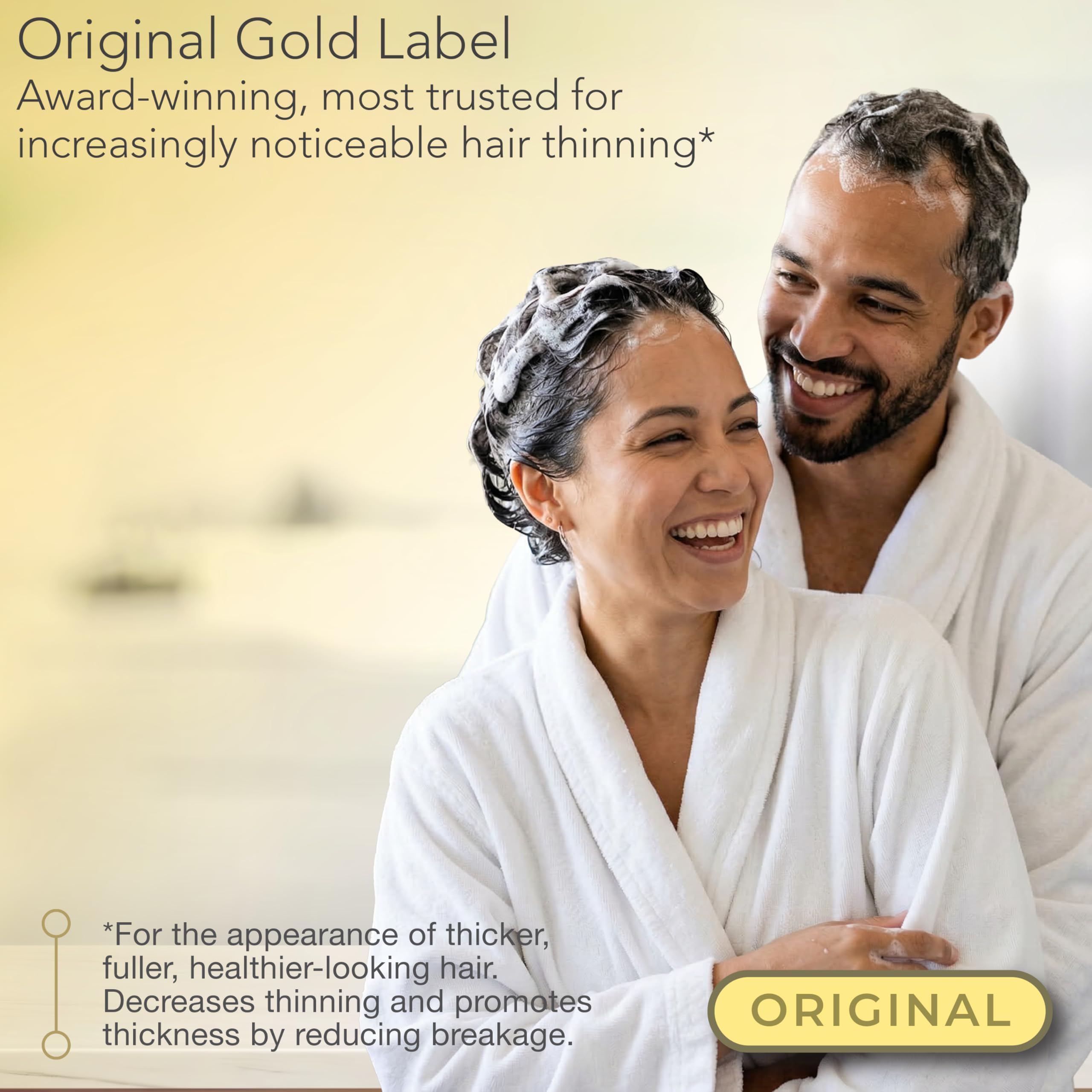 PURA D'OR Anti-Thinning Biotin Shampoo and Conditioner Natural Earthy Scent, CLINICALLY TESTED Effective Results, Herbal Blend Thickening Products For Women & Men, Original Gold Label Set, 16oz x2