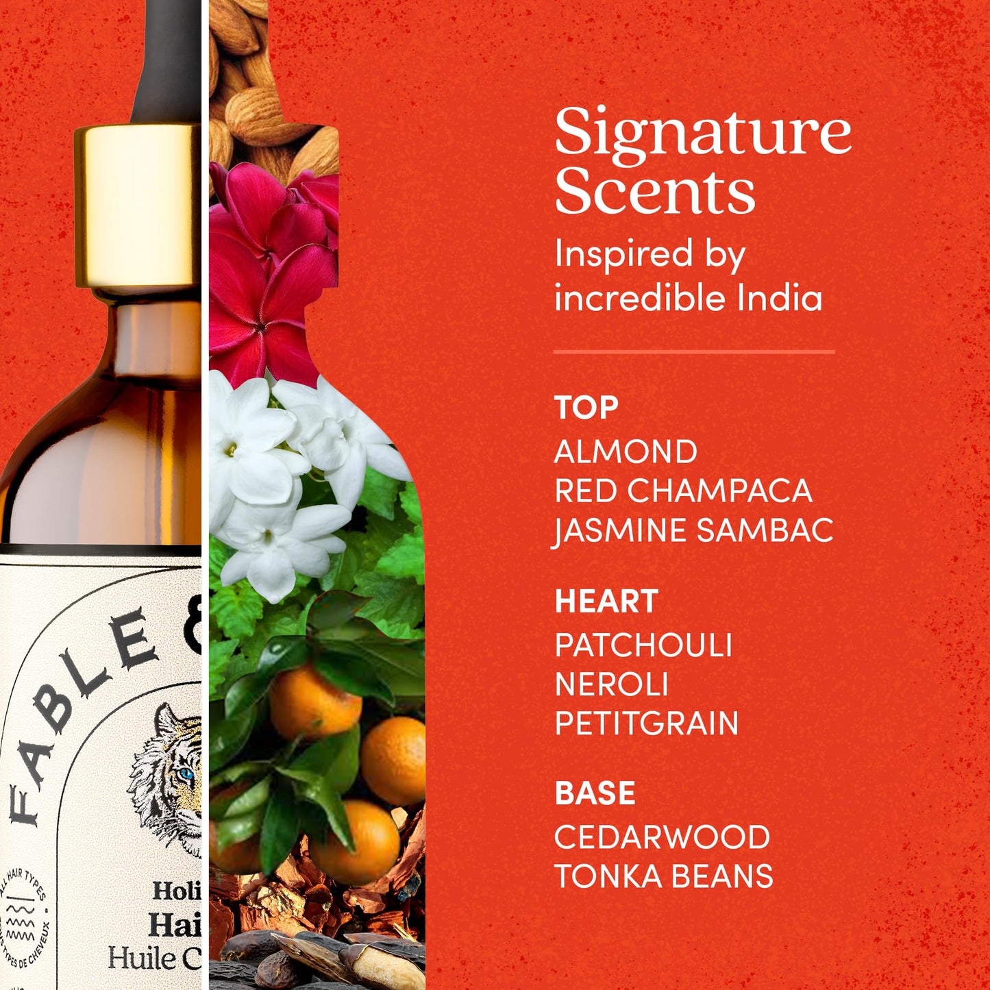 Fable and Mane Hair Oil - HoliRoots Strengthening Serum for Damaged, Frizzy Hair with Ashwagandha, Castor Oil & Scalp Treatment - 1.8FL oz