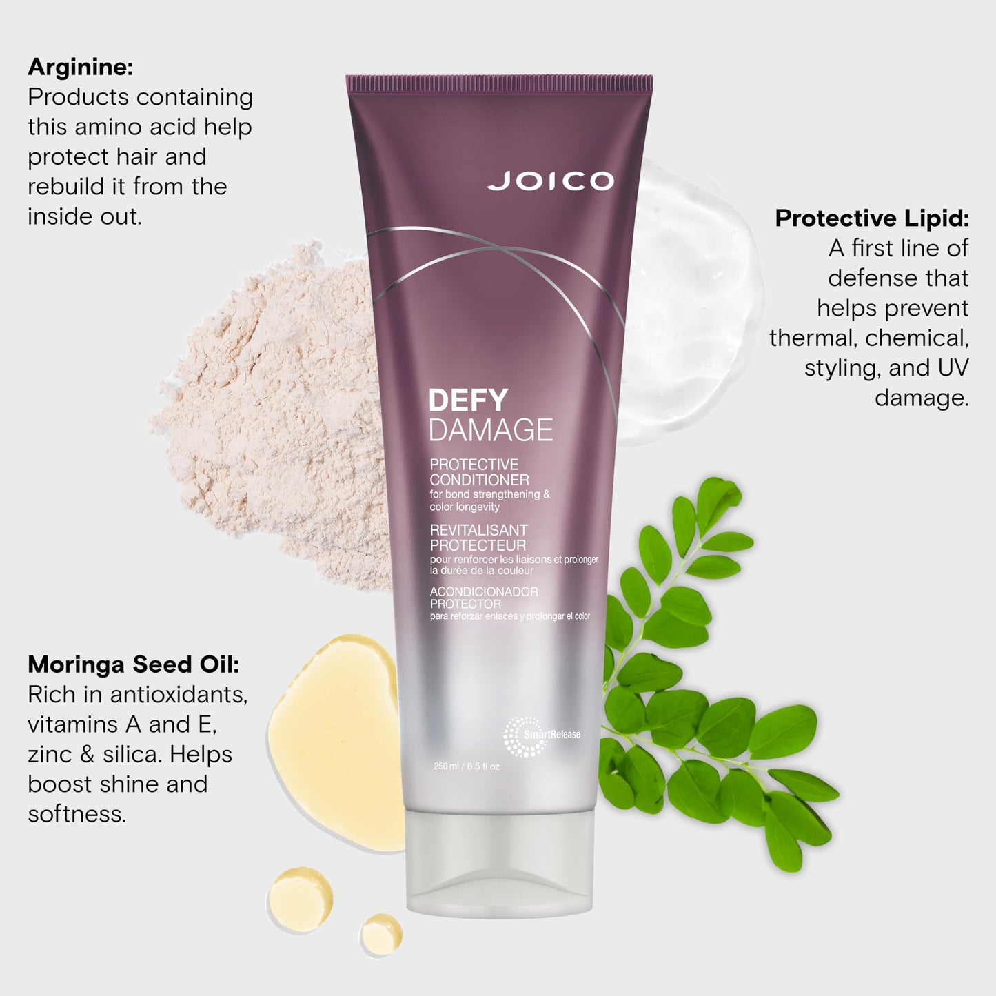 Joico Defy Damage Protective Conditioner | For Color-Treated Hair | Strengthen Bonds & Preserve Hair Color | With Moringa Seed Oil & Arginine | 8.5 Fl Oz