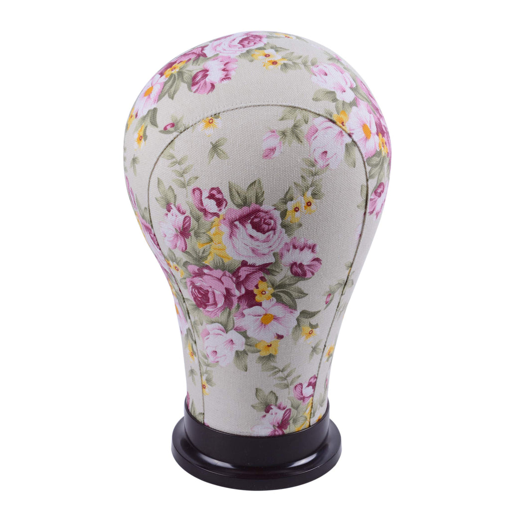 YANTAISIYU 1 Piece Canvas Block Head Mannequin Head for Hair Extension Lace Wigs Making and Display Styling (Pink 23")