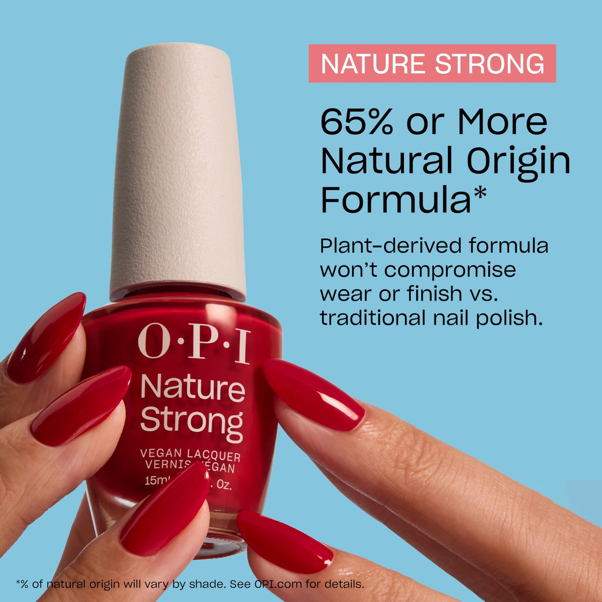 Sky Blue OPI Nature Strong Simply Radishing | Opaque Dark Pink Crème Natural Origin Nail Polish | Plant Based, Vegan, Cruelty Free