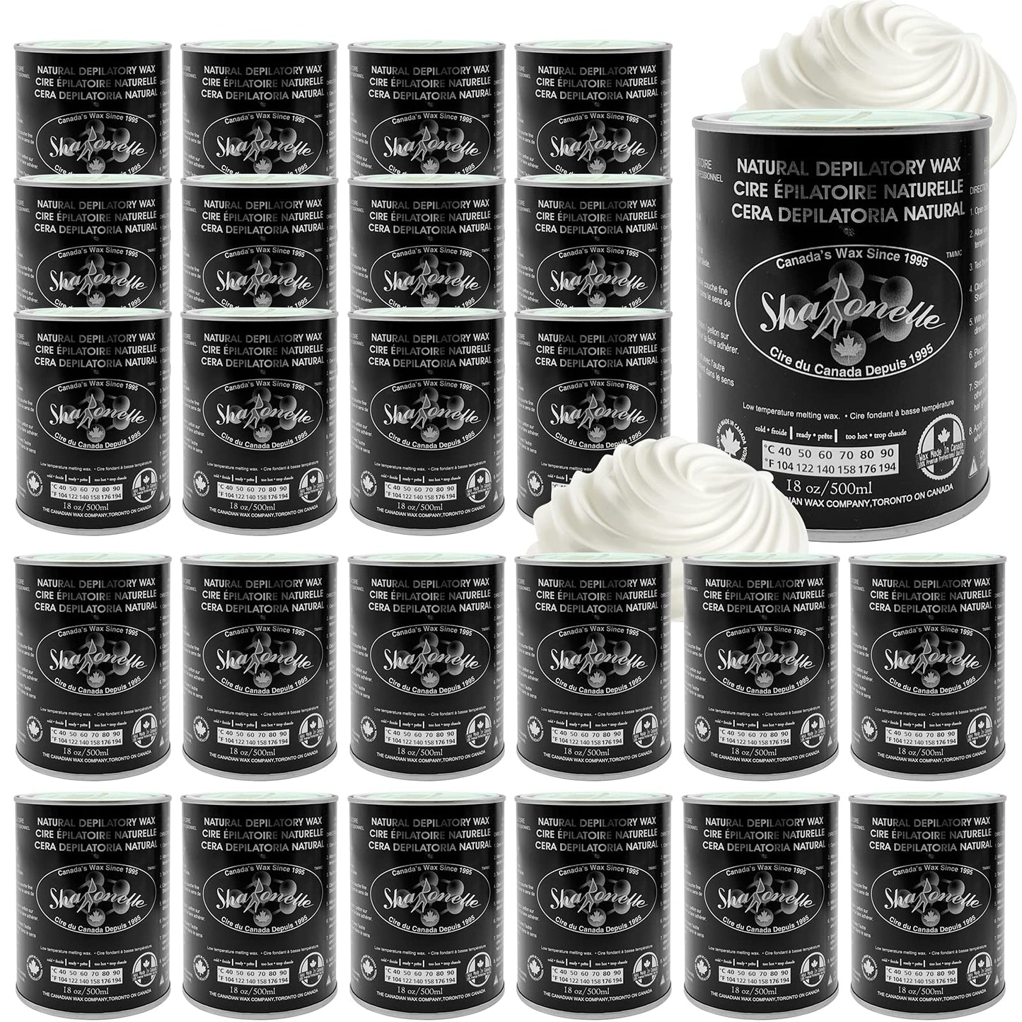 24PC Natural Soft Wax All Purpose Canned Wax for Sensitive Skin Canada-Made Melting Wax by Sharonelle