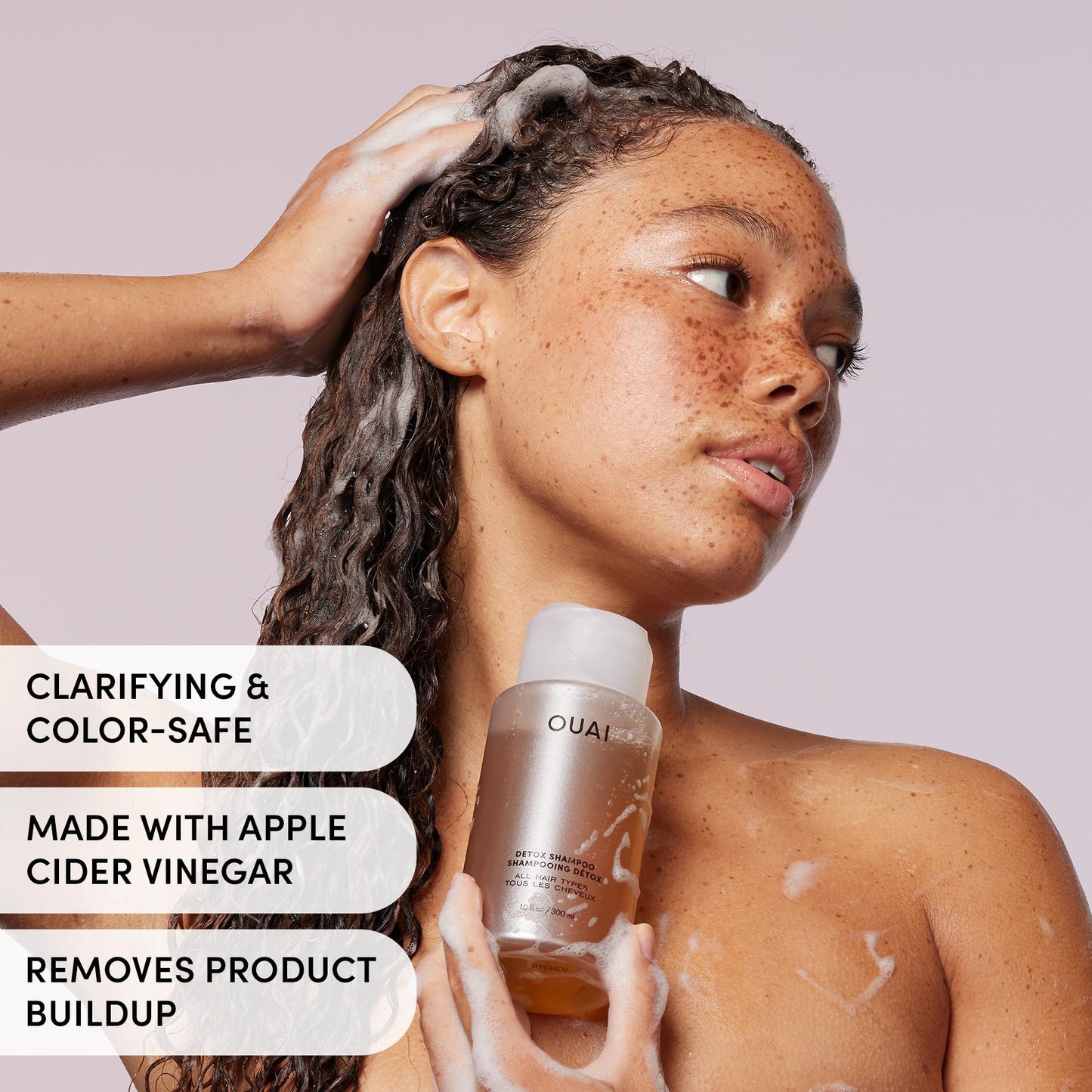 Light Gray OUAI Detox Shampoo & Thick Hair Conditioner Bundle - Clarifying Shampoo for Build Up, Dirt, Oil, Product and Hard Water & Moisturizing Conditioner for Thick Hair (2 Count)