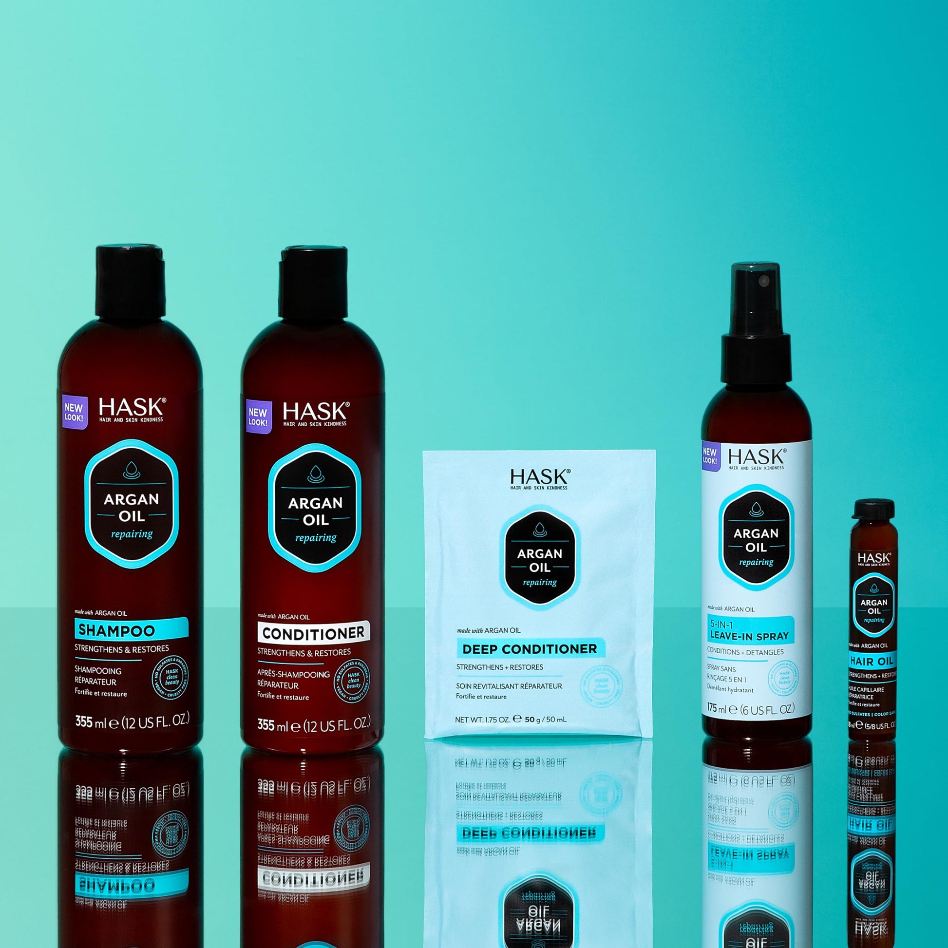 Medium Turquoise Hask Argan Oil From Morocco Repairing Deep Conditioner, Hair Treatment 1.75 oz